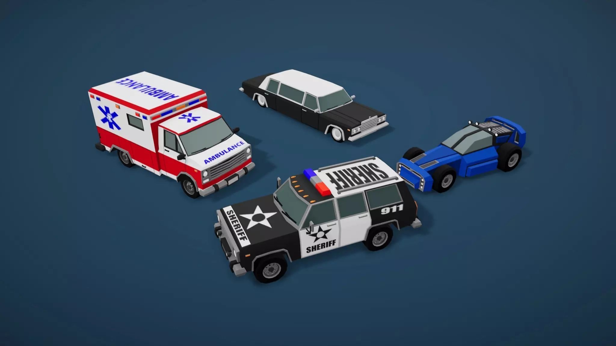 Low Poly Cars Pack 80 cars Low-poly 3D model_15