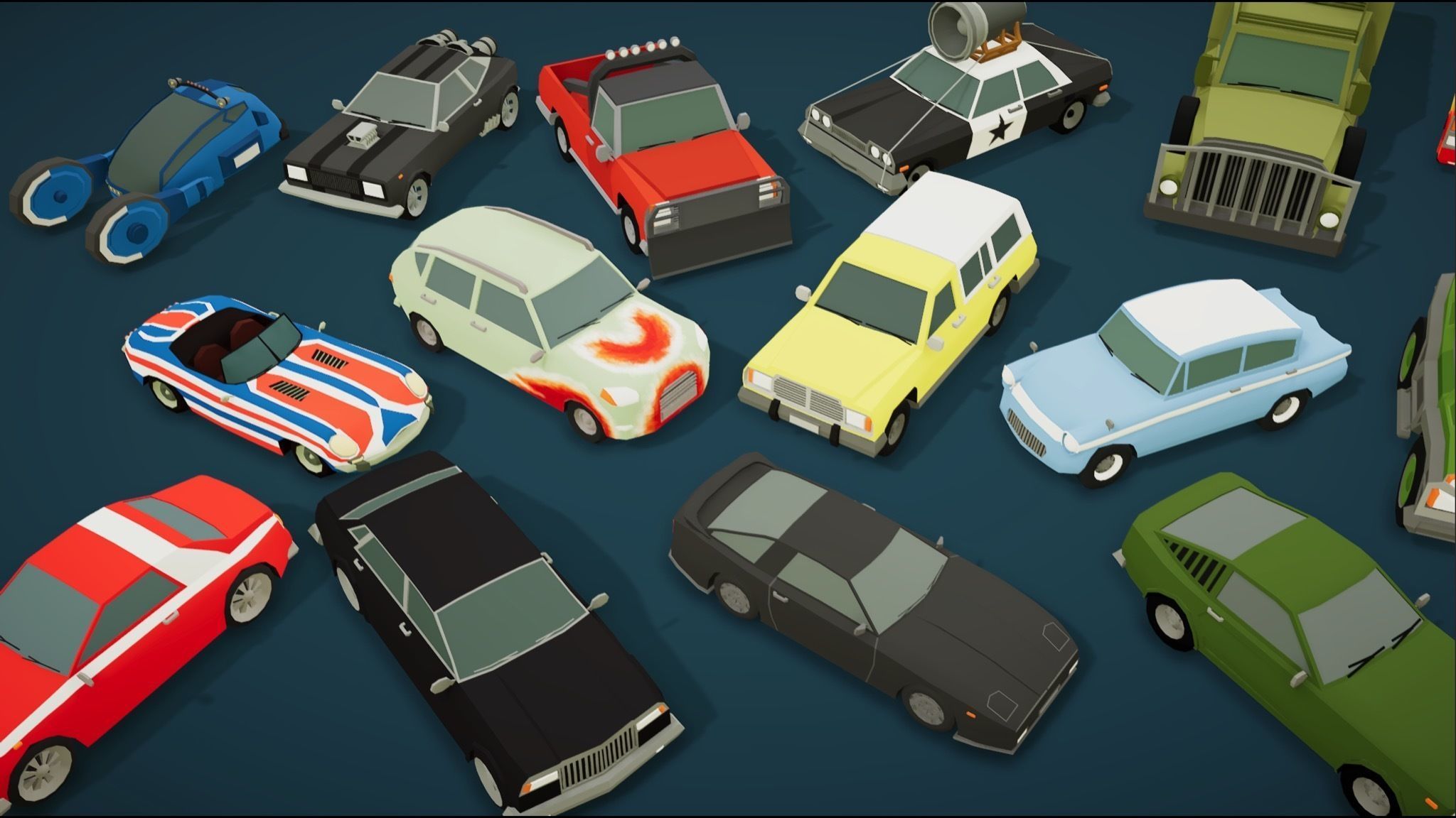 Low Poly Cars Pack 80 cars Low-poly 3D model_6