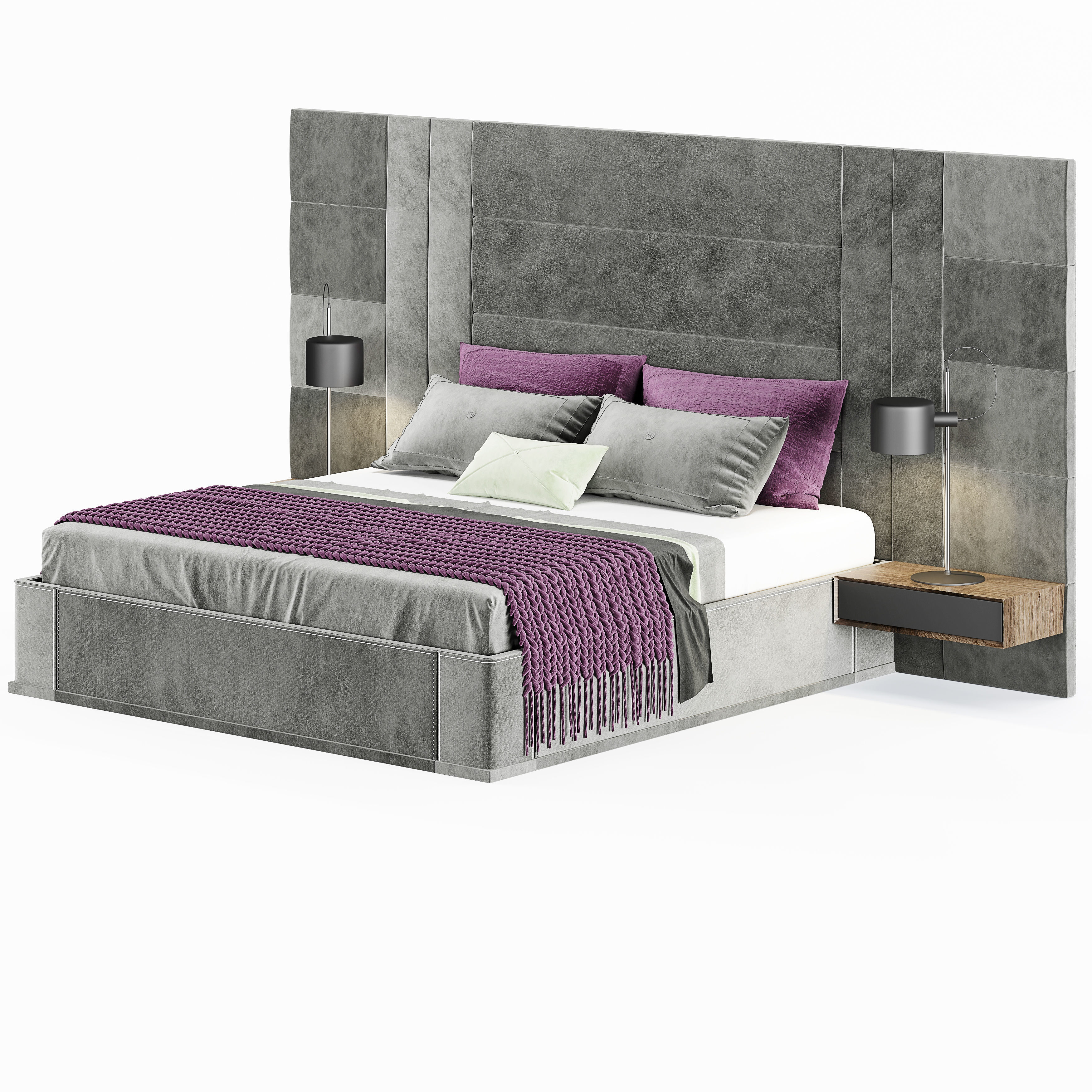 Alvor-Bed modern bed with accents 3D model_1