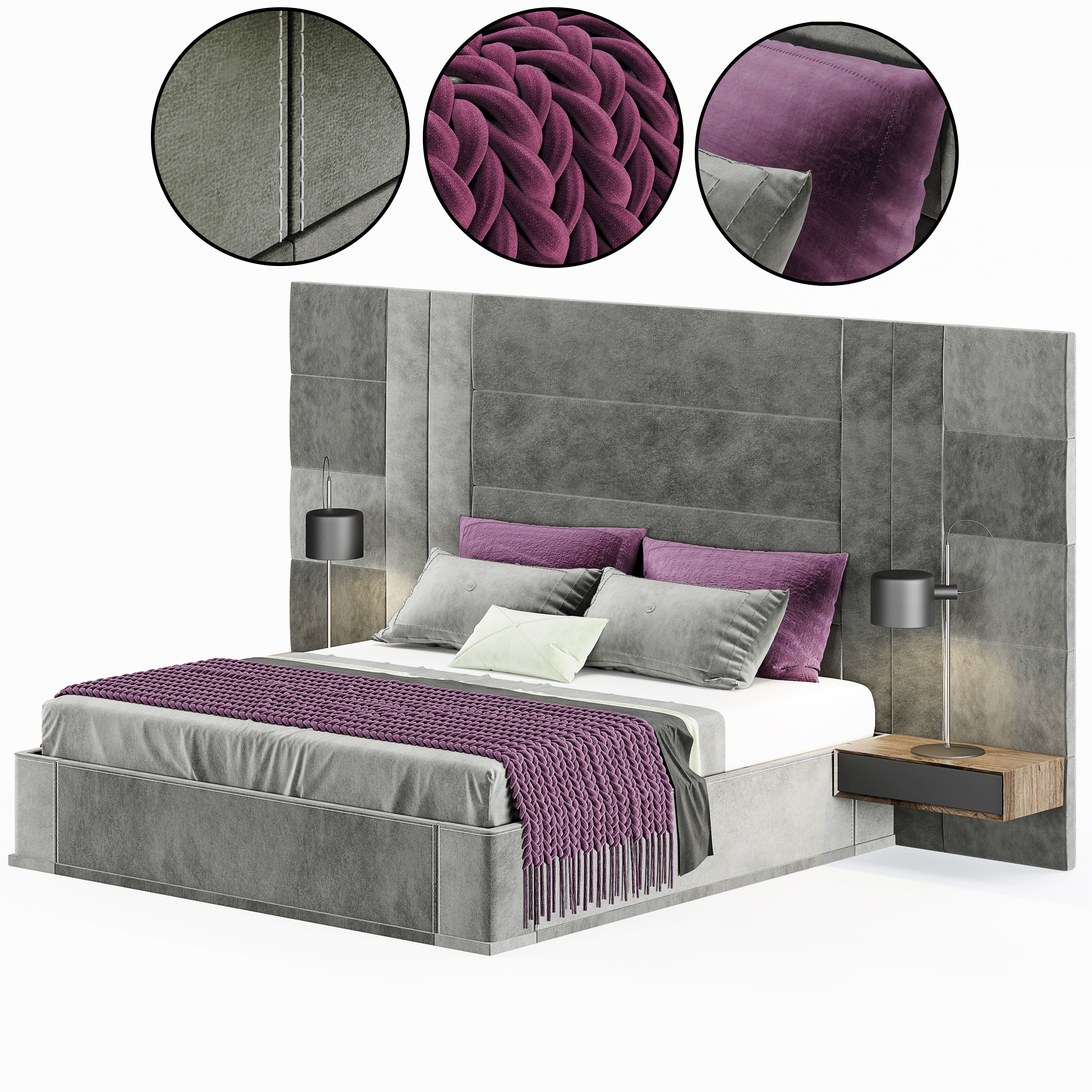 Alvor-Bed modern bed with accents 3D model_8