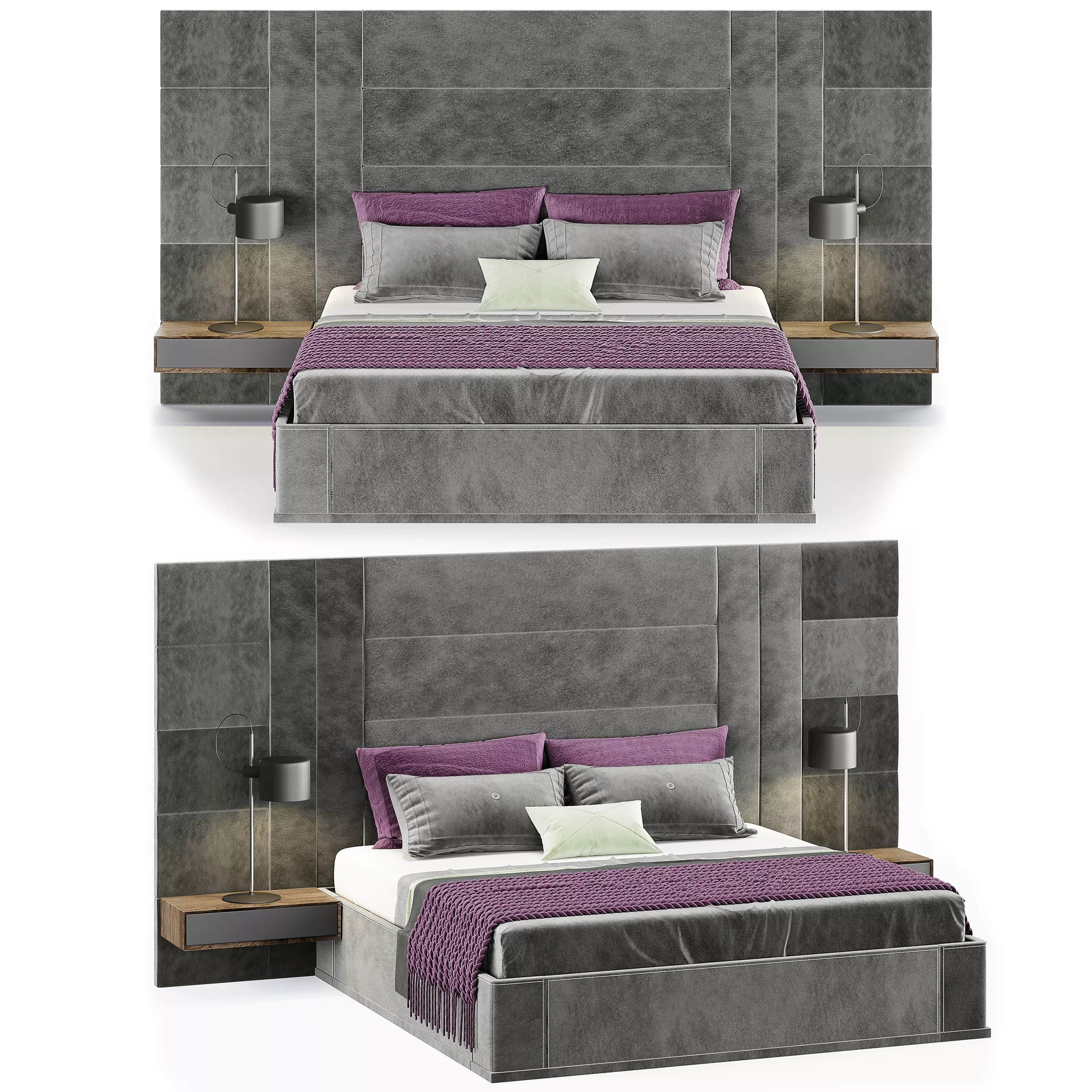 Alvor-Bed modern bed with accents 3D model_0