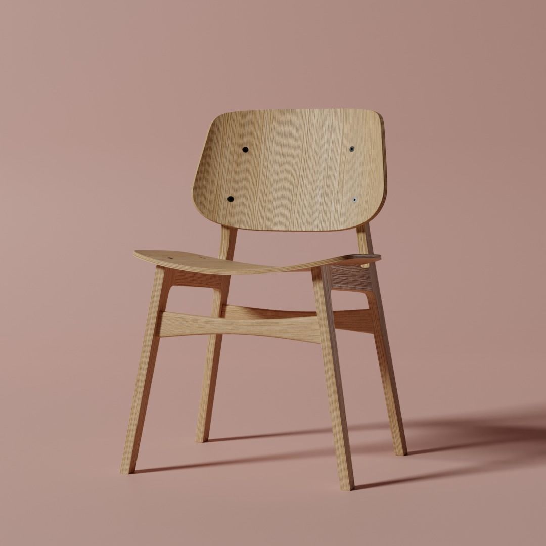 Chair model wooden 3D model_1
