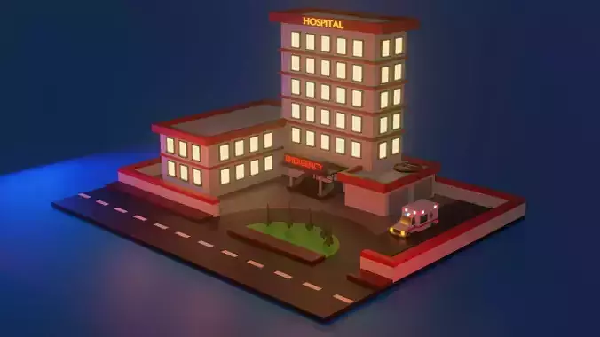 Low Poly Hospital hotel building