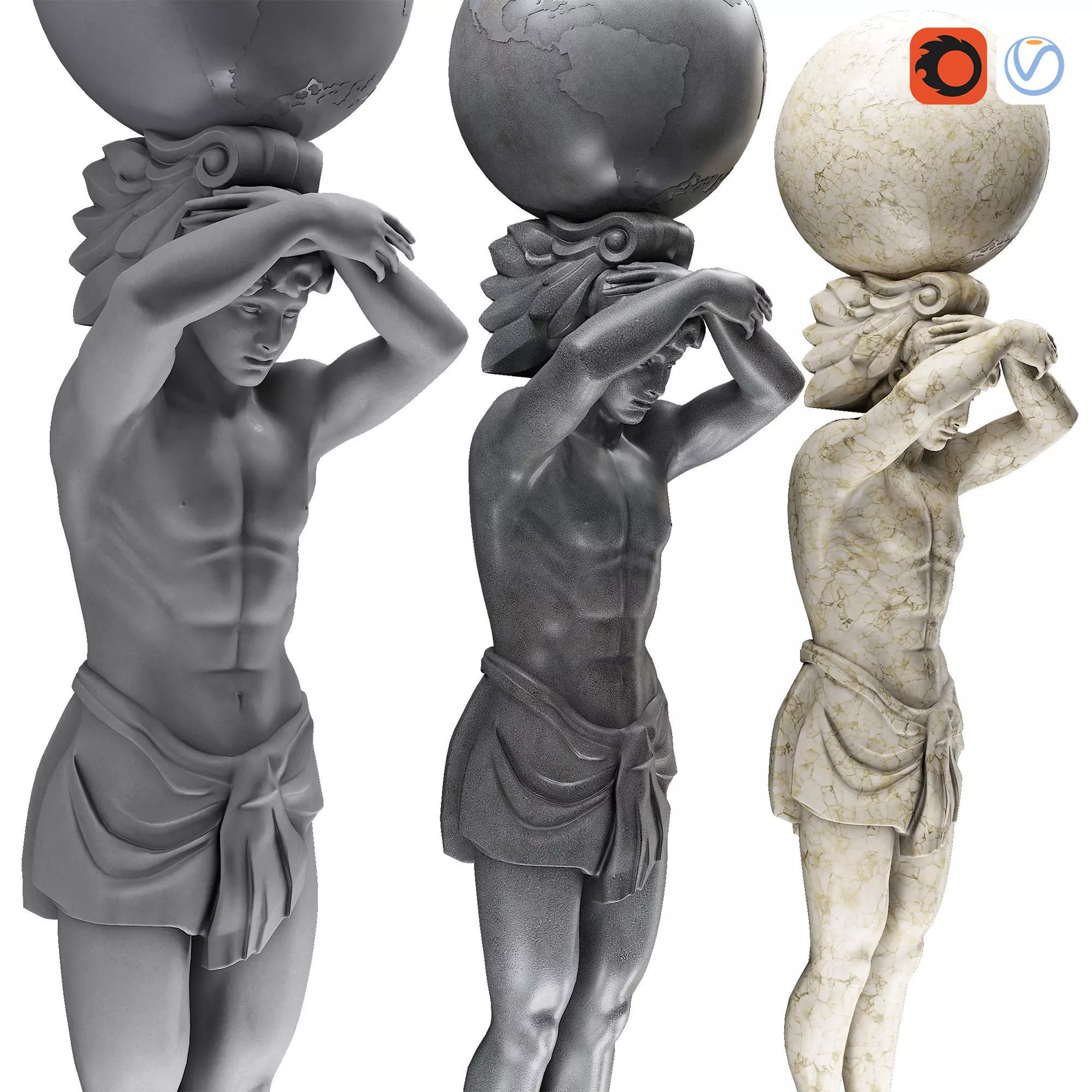 Atlant Sculpture 3D model_0
