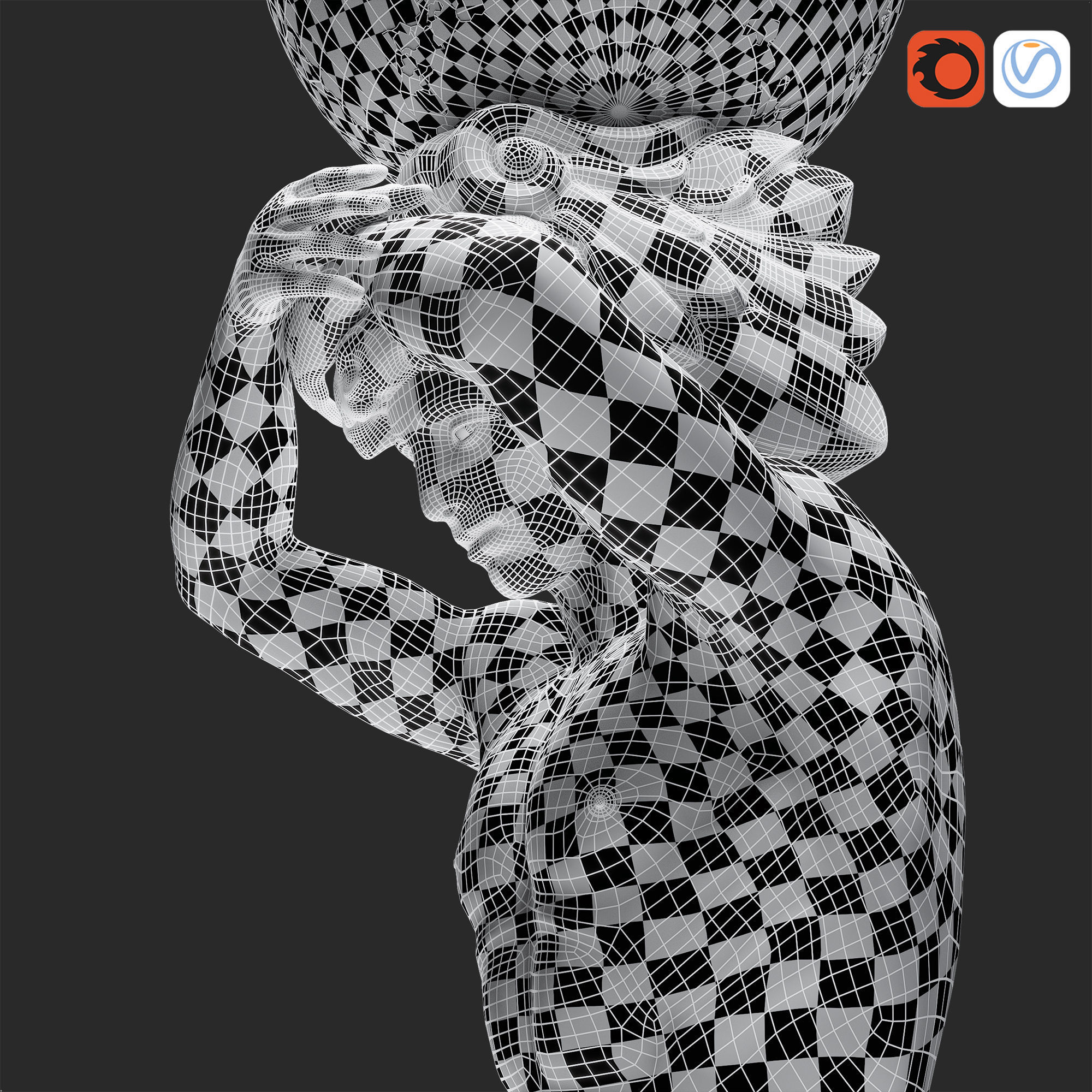 Atlant Sculpture 3D model_2