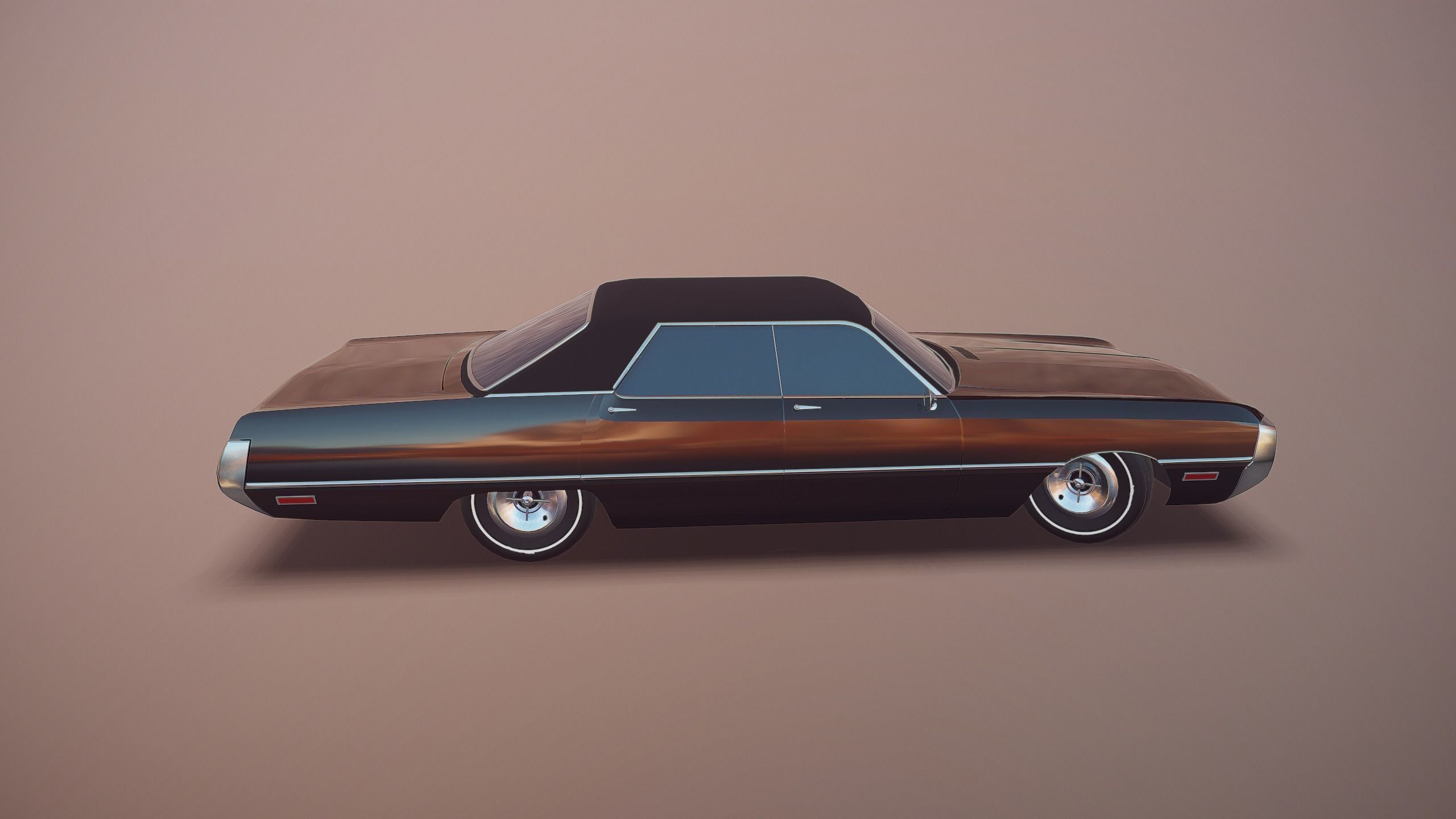 Gangster car Low-poly 3D model_10
