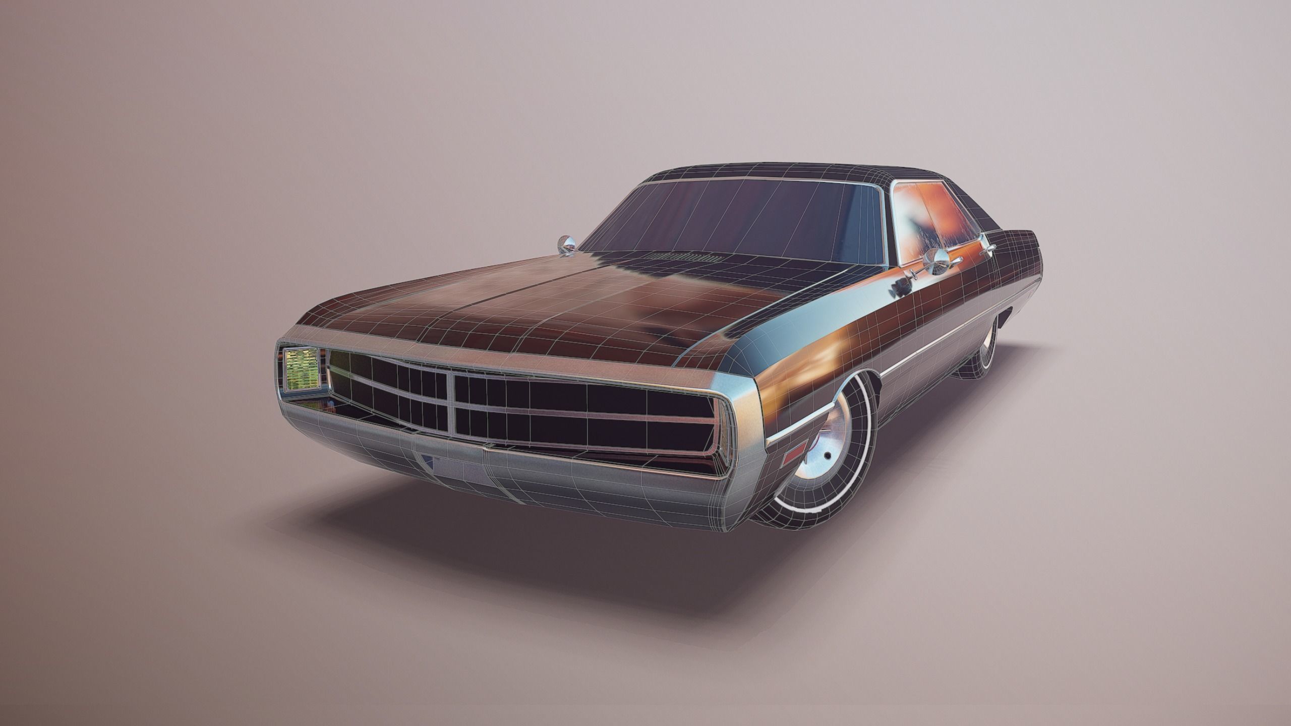 Gangster car Low-poly 3D model_7