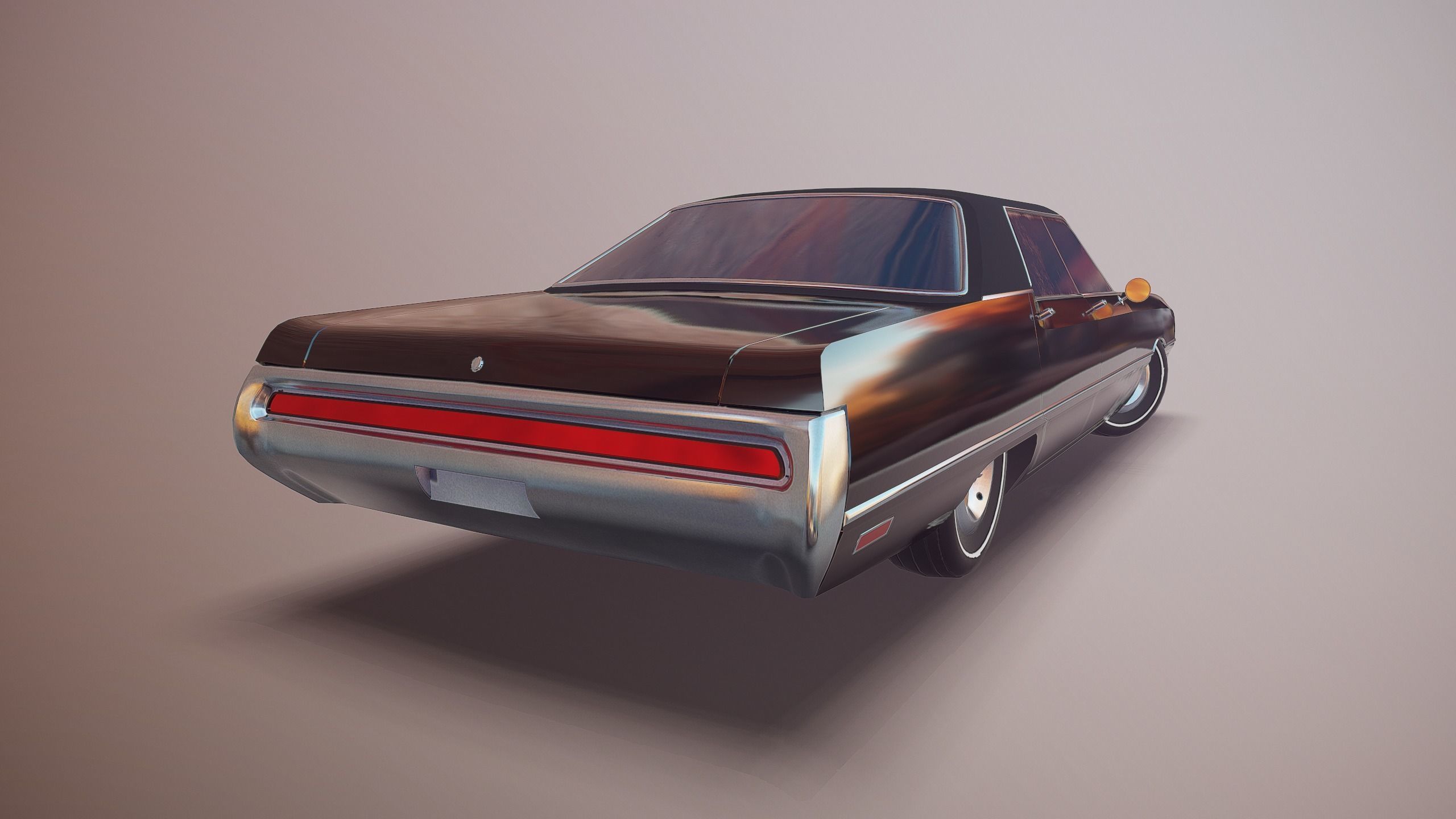 Gangster car Low-poly 3D model_8