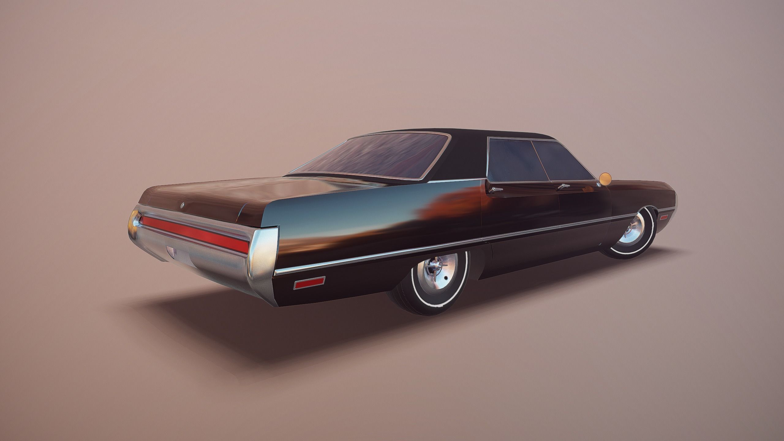 Gangster car Low-poly 3D model_2