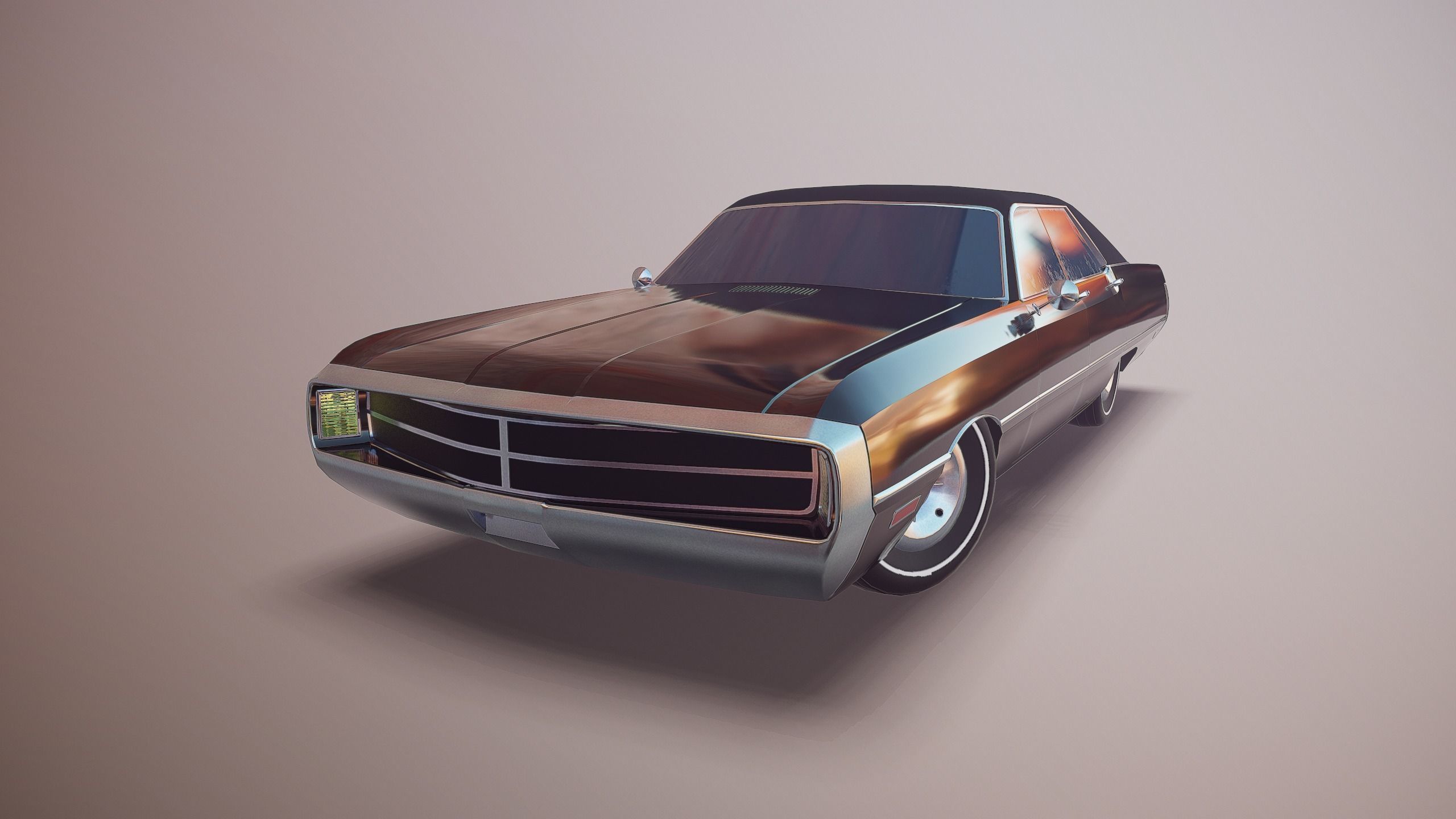 Gangster car Low-poly 3D model_6