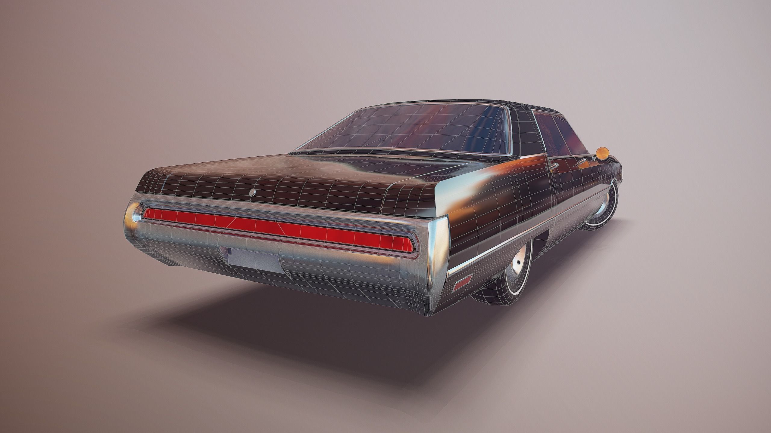 Gangster car Low-poly 3D model_9