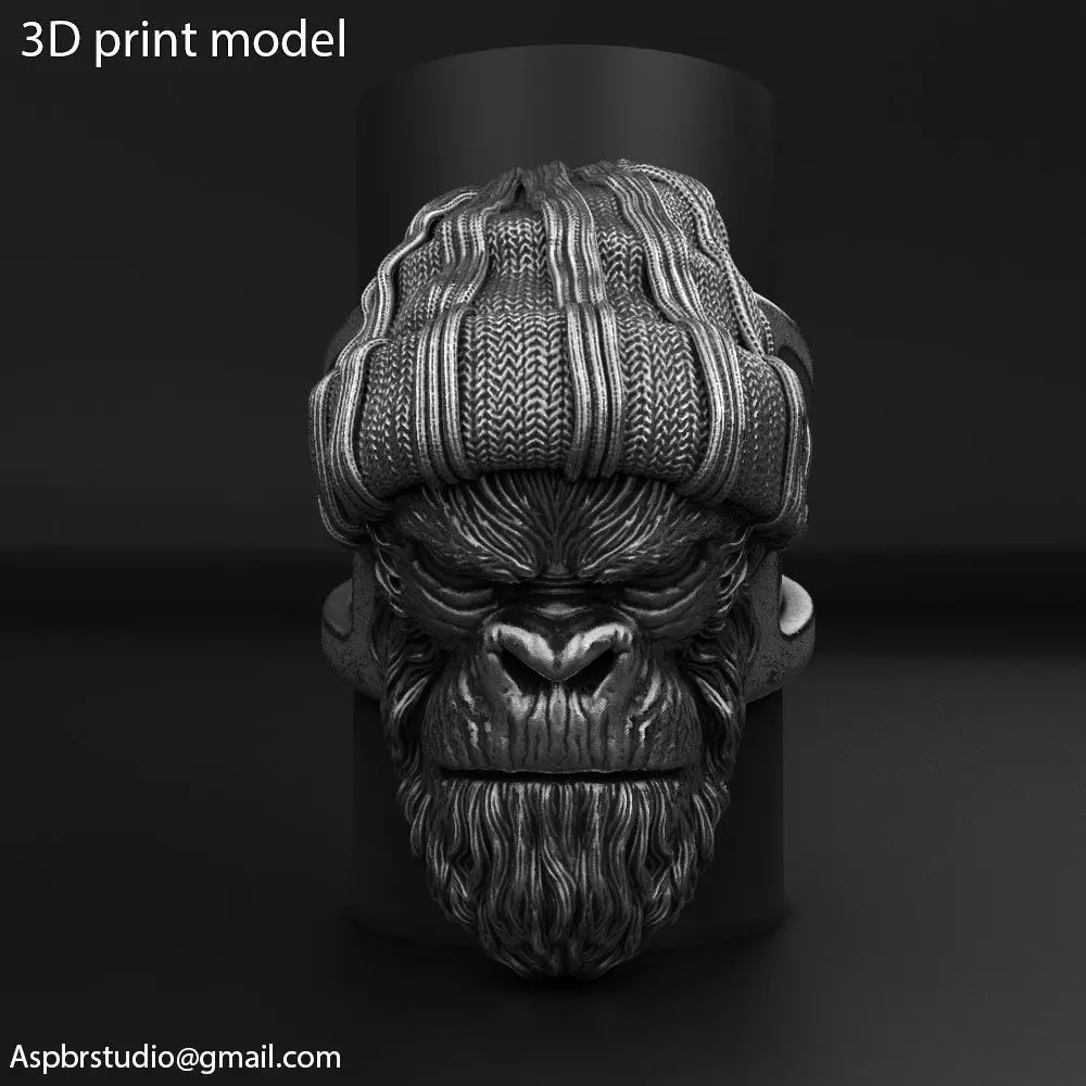 Animal Ring jewelry Gangster Monkey vol1 3D print model