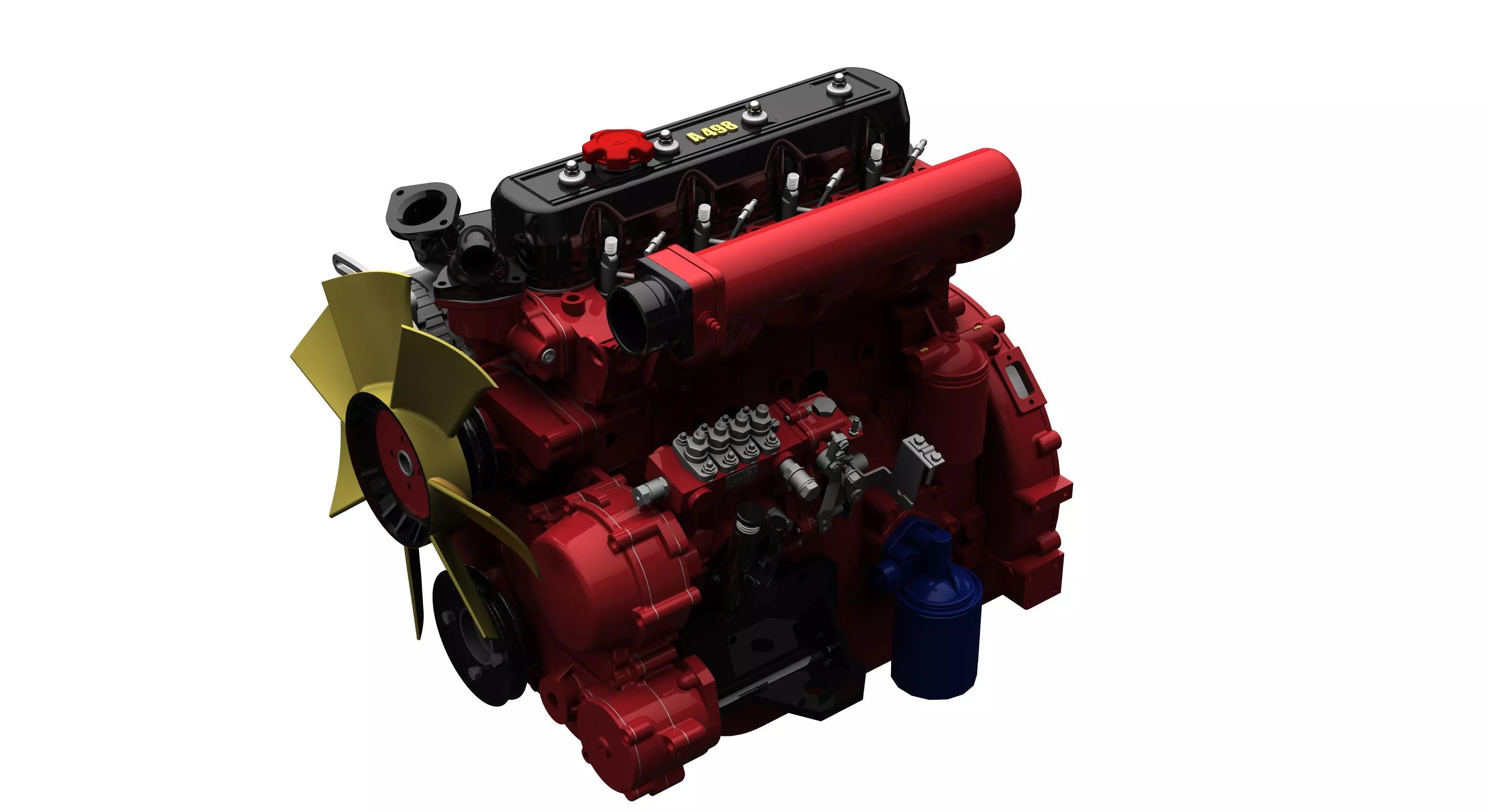 engine dizel 4 cylinder 2400 rpm 3D model
