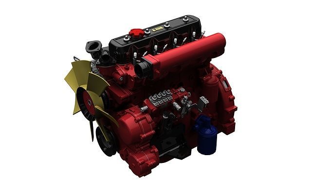 engine dizel 4 cylinder 2400 rpm 3D model