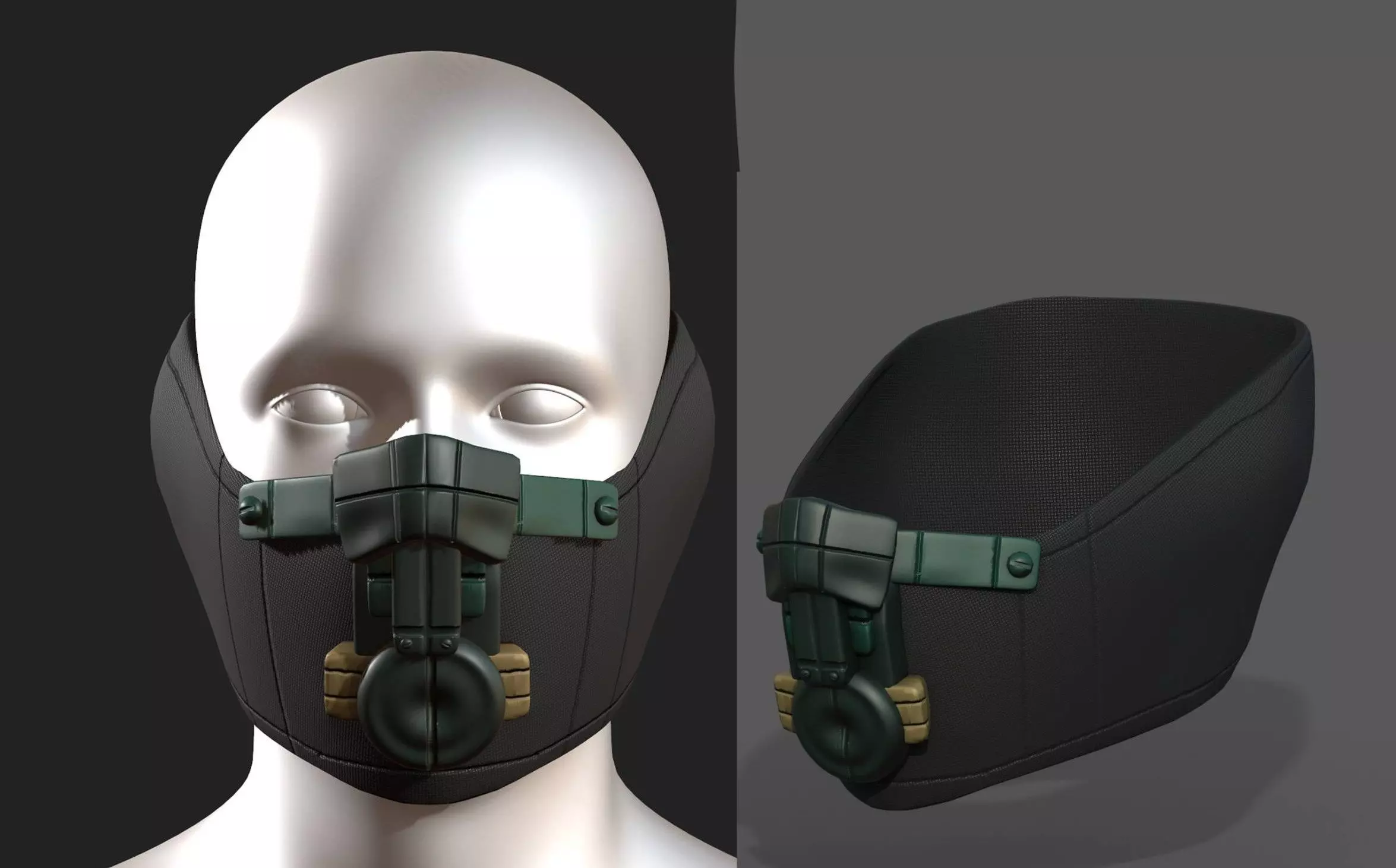 Gas mask respirator scifi futuristic  Low-poly 3D model_0