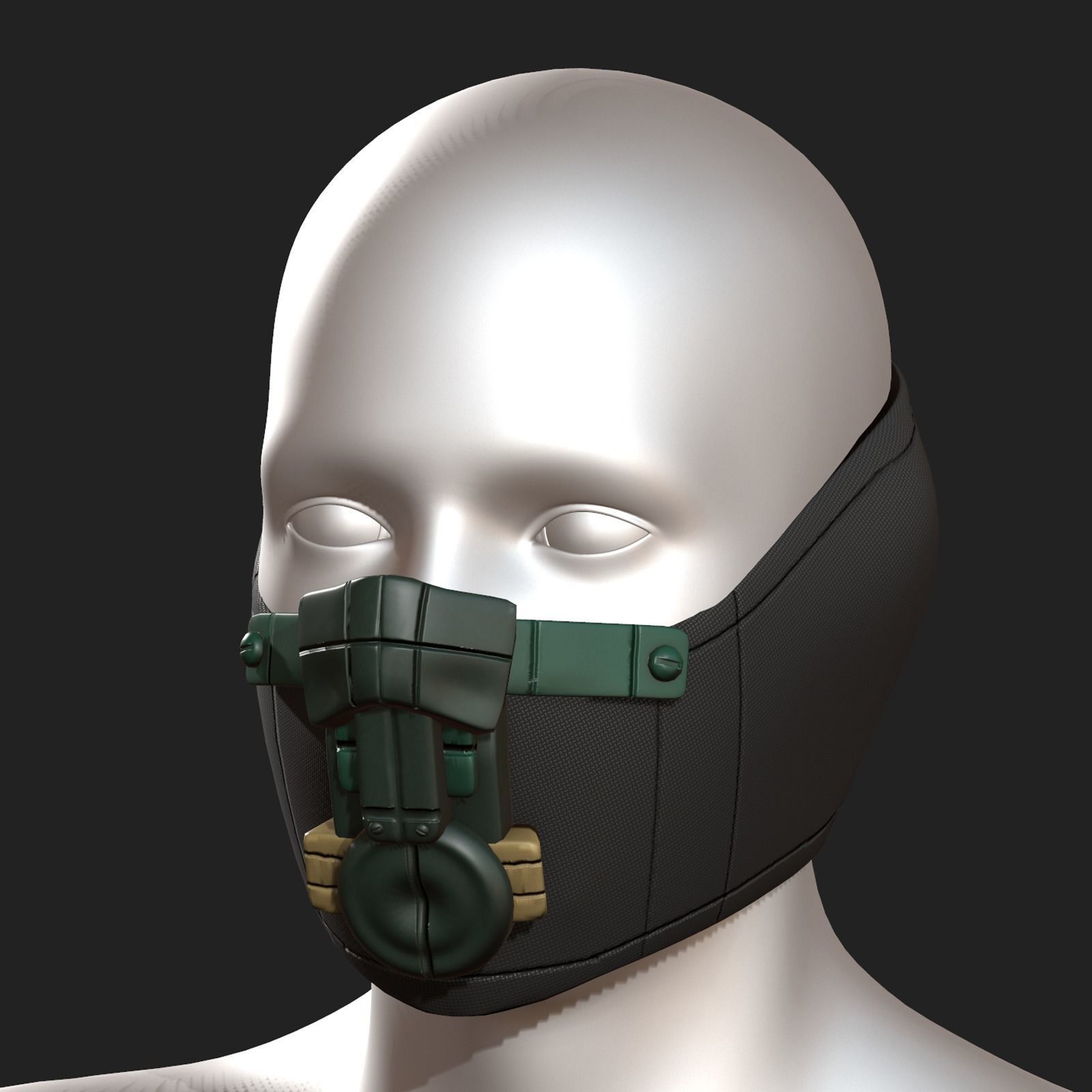 Gas mask respirator scifi futuristic  Low-poly 3D model_1