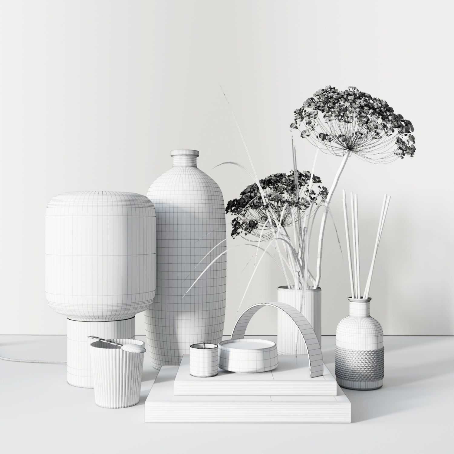 Beige set 3D model_8