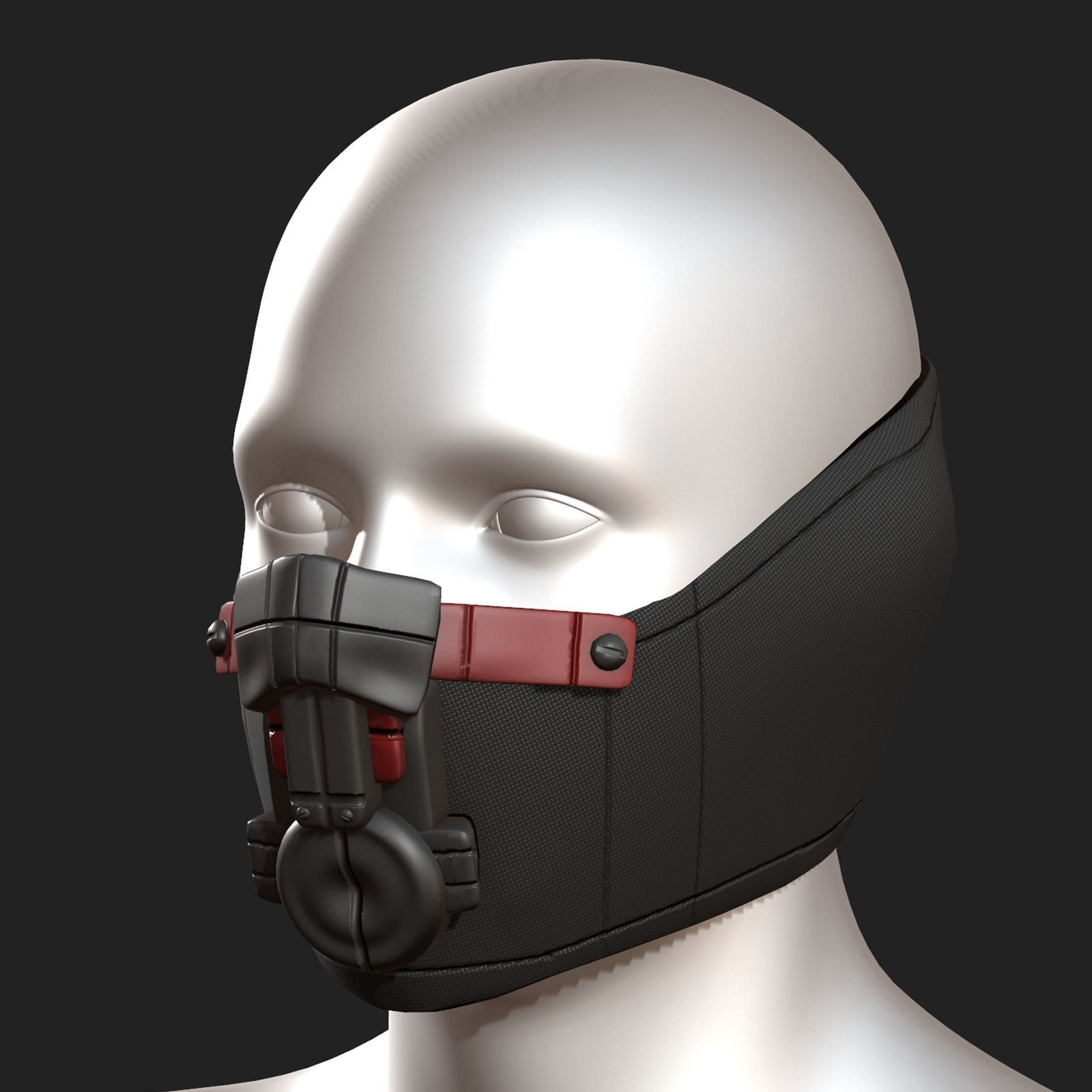 Gas mask respirator scifi futuristic protection  Low-poly 3D model_4
