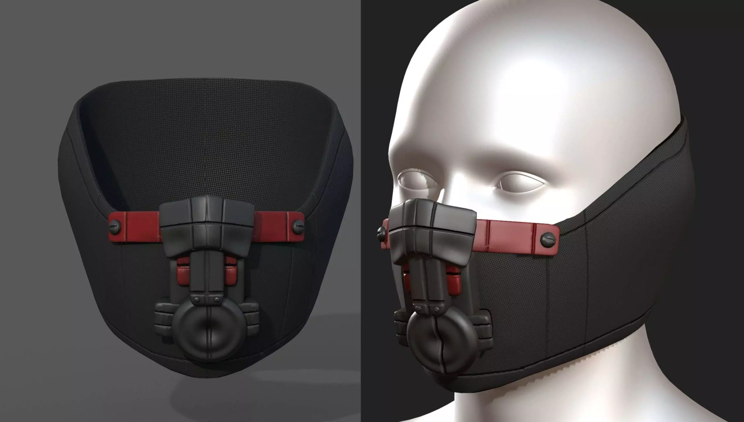 Gas mask respirator scifi futuristic protection  Low-poly 3D model_0