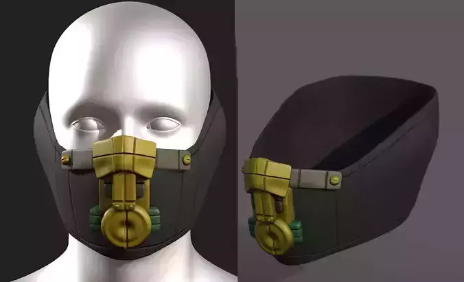 Gas mask respirator scifi futuristic 3d 