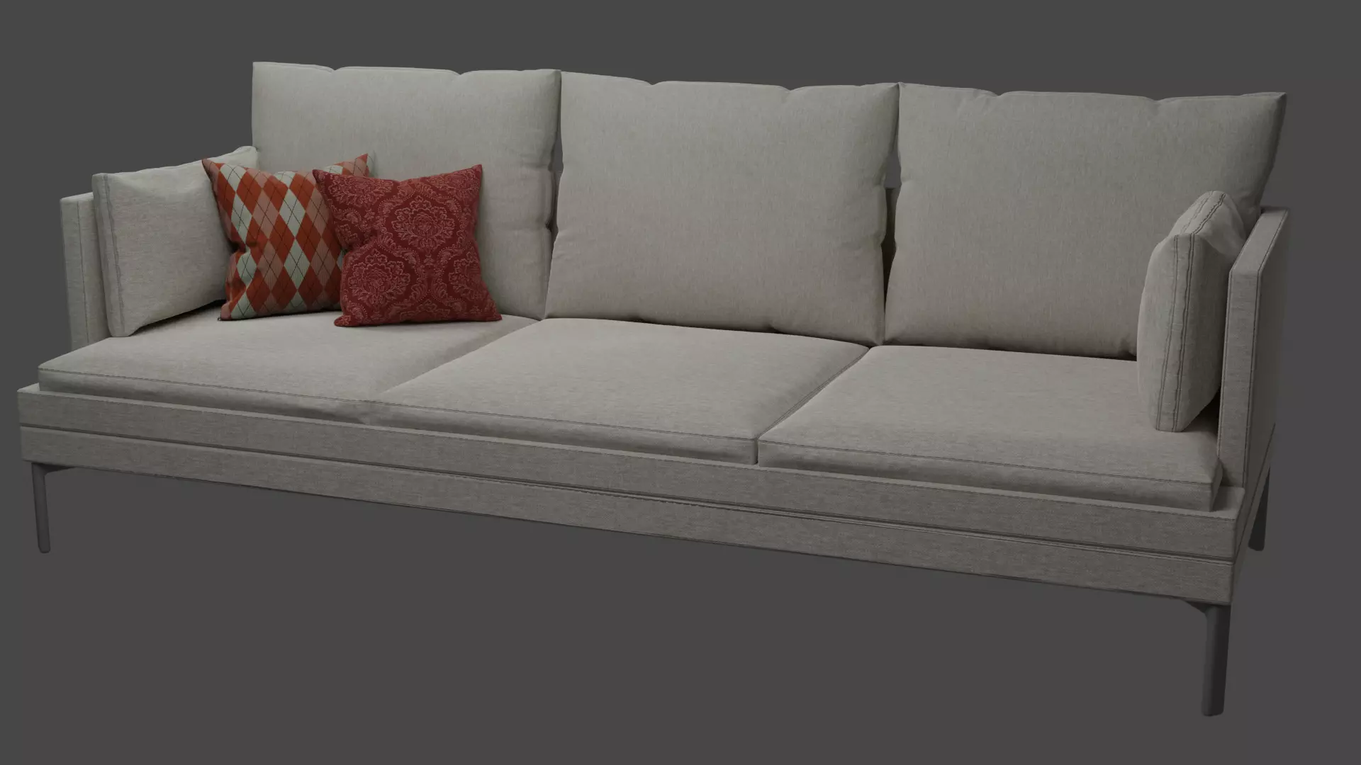 Couch sofa with cushions and pillows 3D model_0