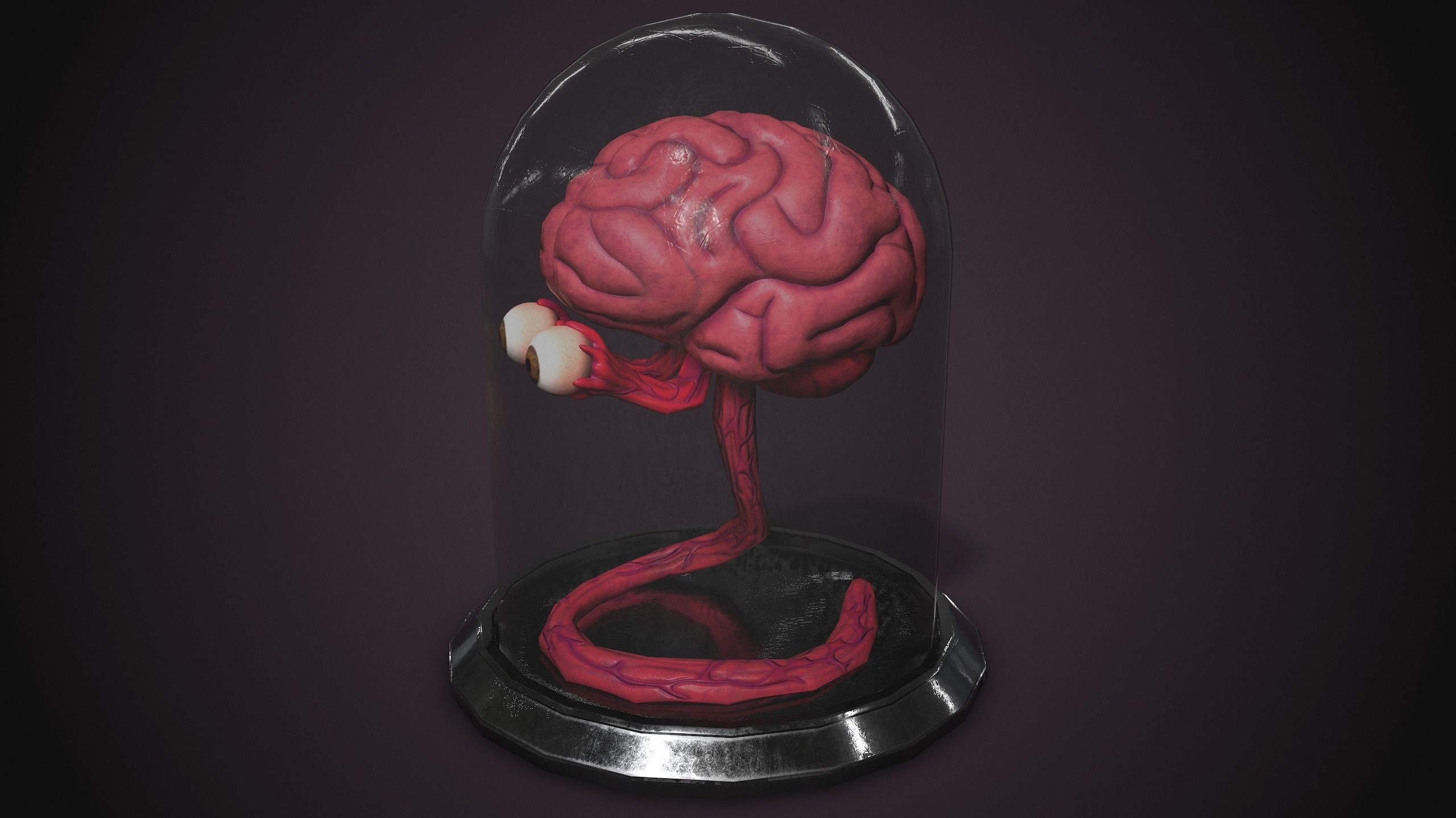 PBR Brain Creature Low-poly 3D model_4