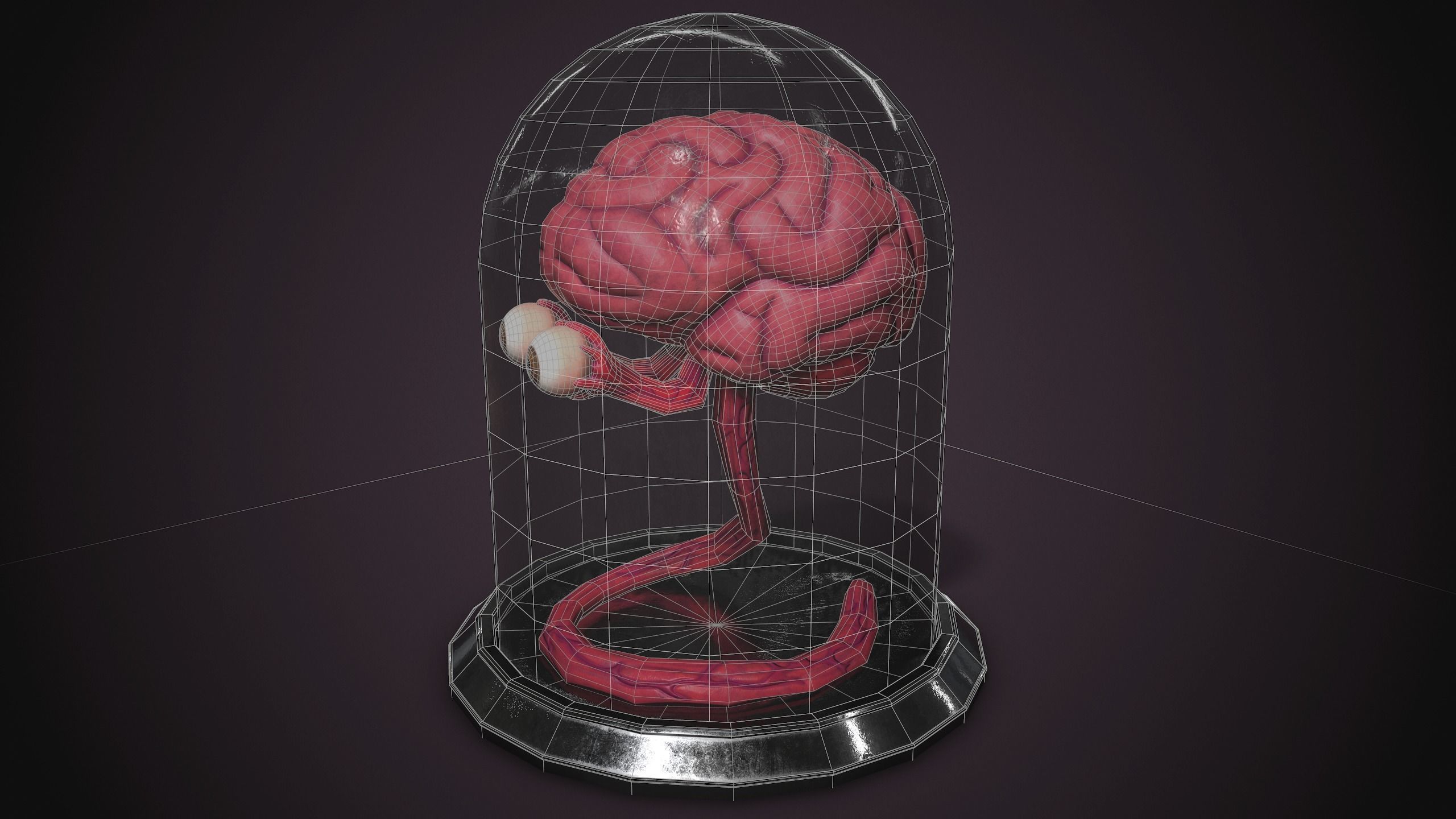PBR Brain Creature Low-poly 3D model_5