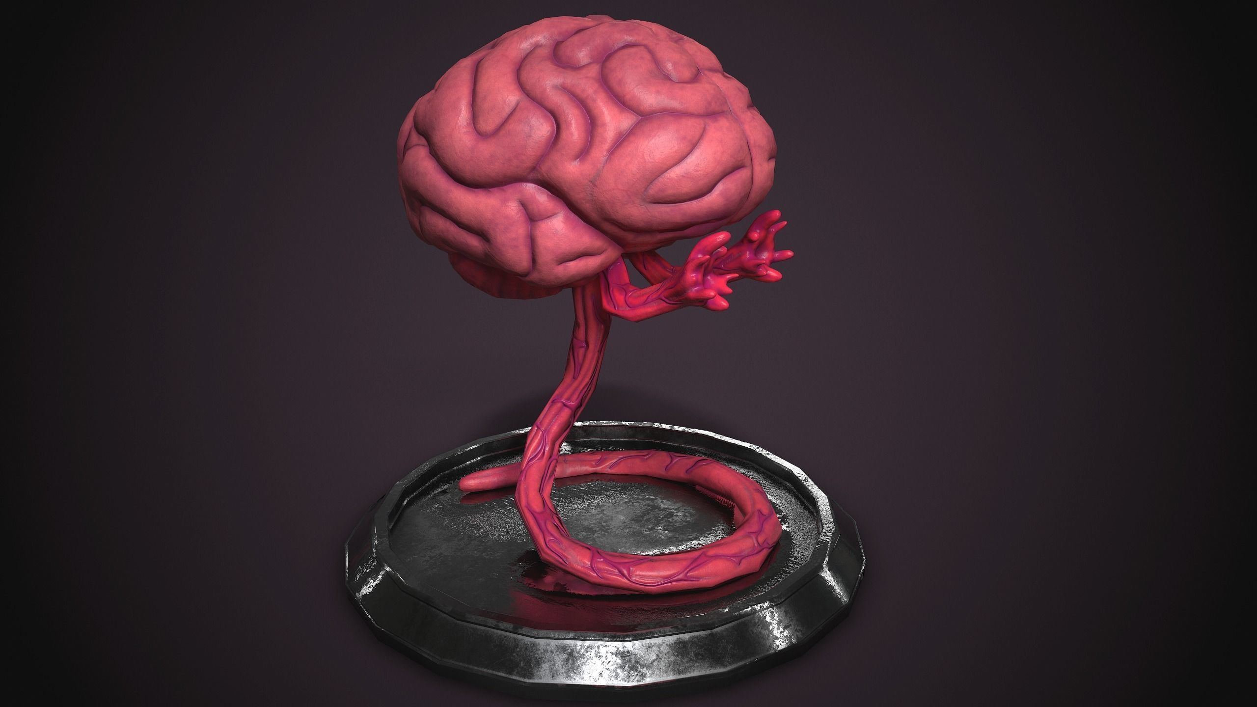 PBR Brain Creature Low-poly 3D model_10