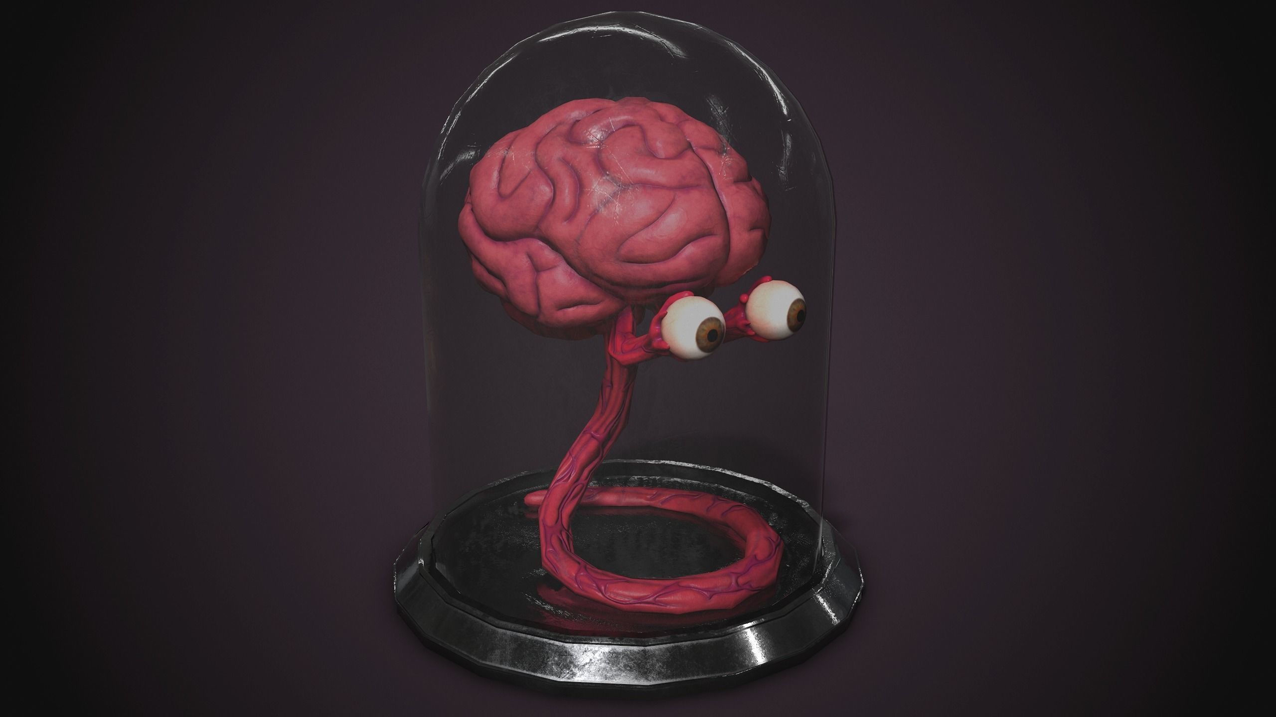 PBR Brain Creature Low-poly 3D model_2