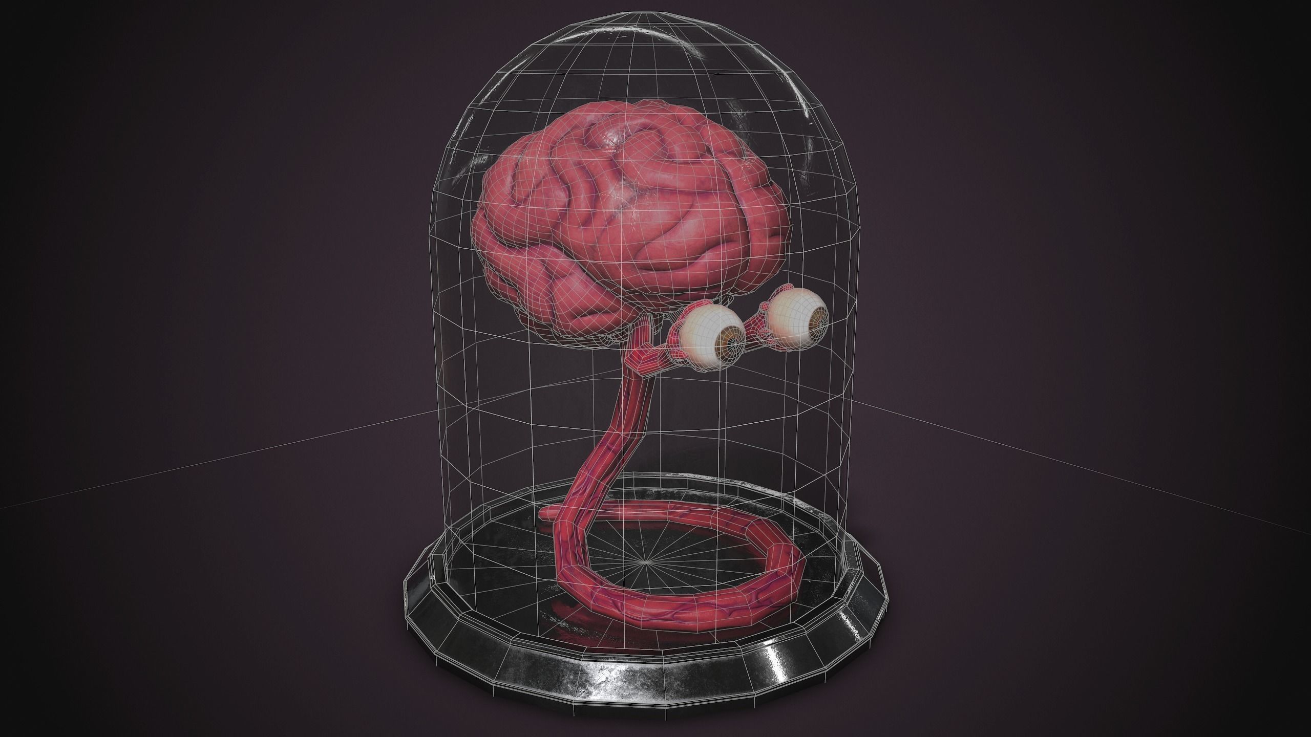 PBR Brain Creature Low-poly 3D model_3