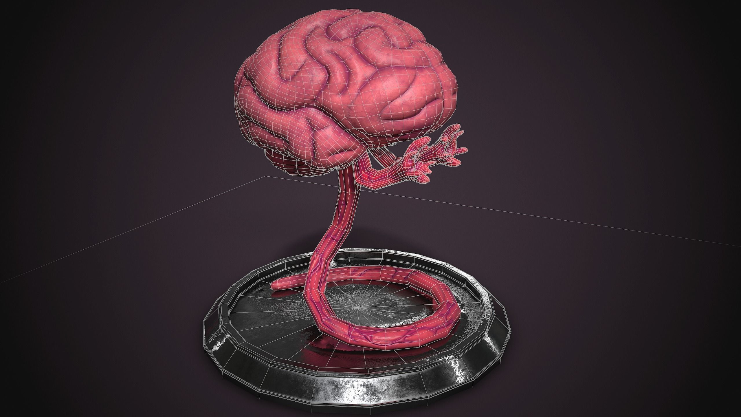 PBR Brain Creature Low-poly 3D model_11