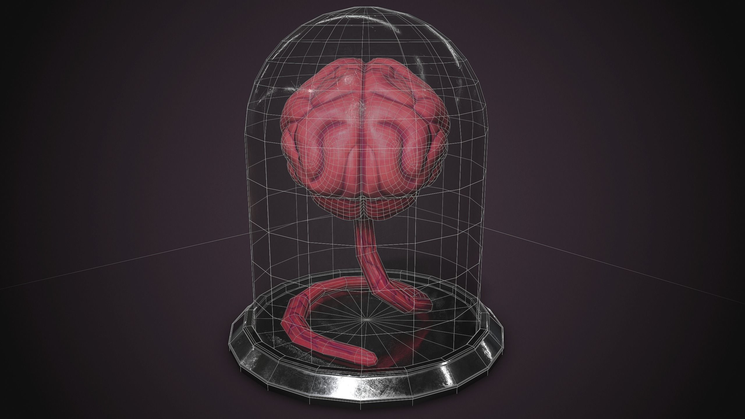 PBR Brain Creature Low-poly 3D model_7