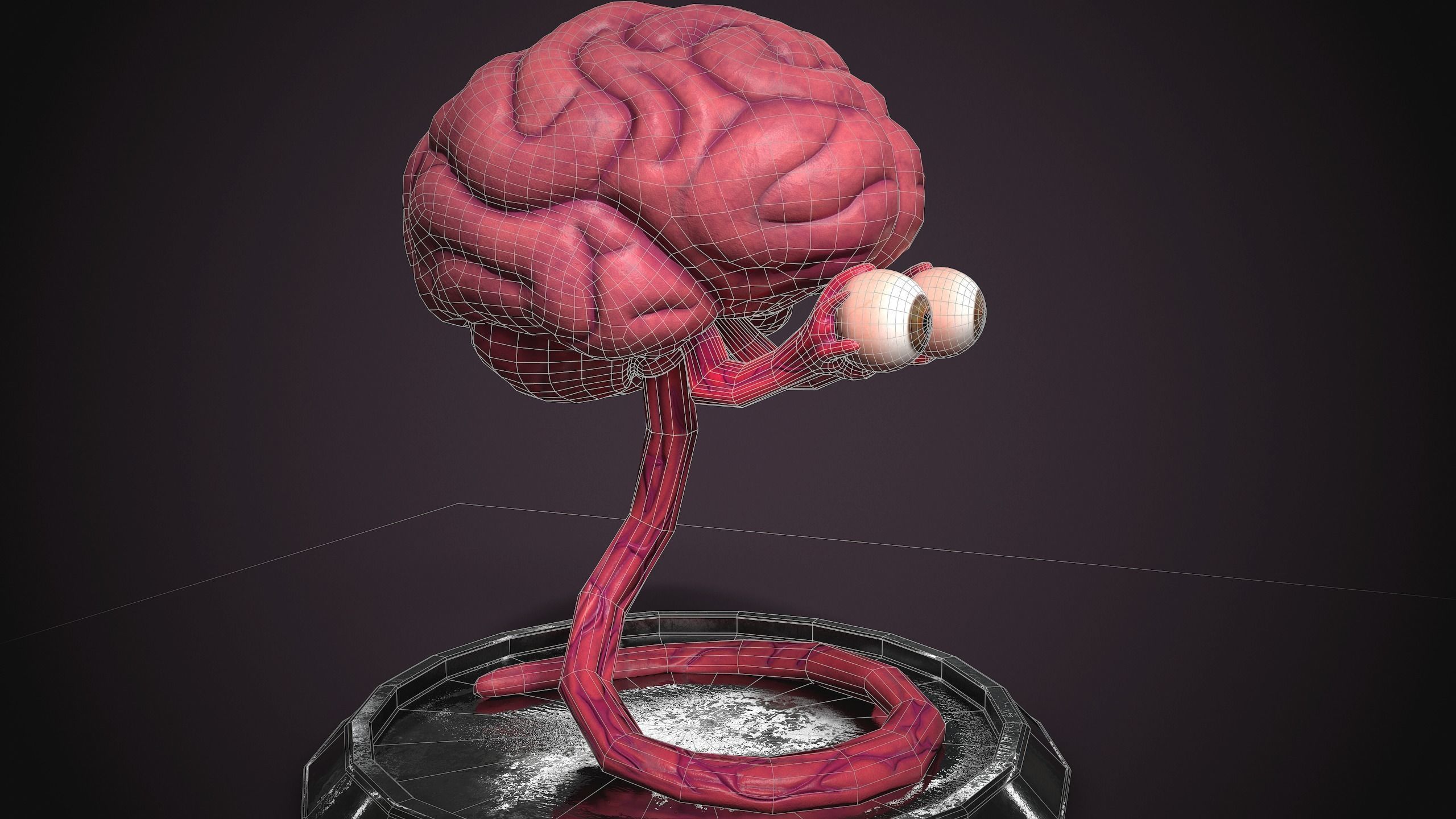 PBR Brain Creature Low-poly 3D model_9