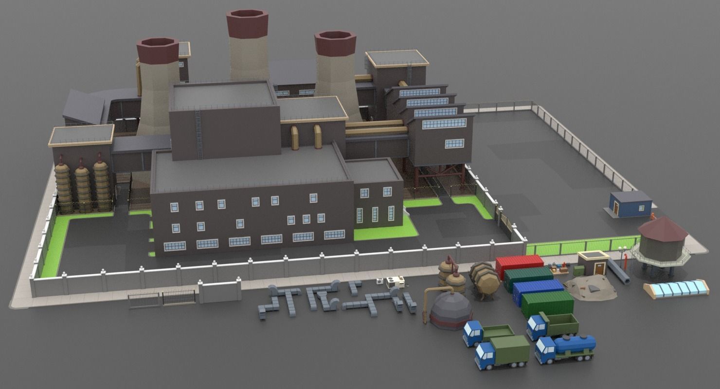 LowPoly Factory Pack Low-poly 3D model_11
