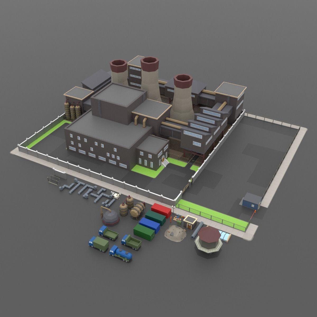 LowPoly Factory Pack Low-poly 3D model_1
