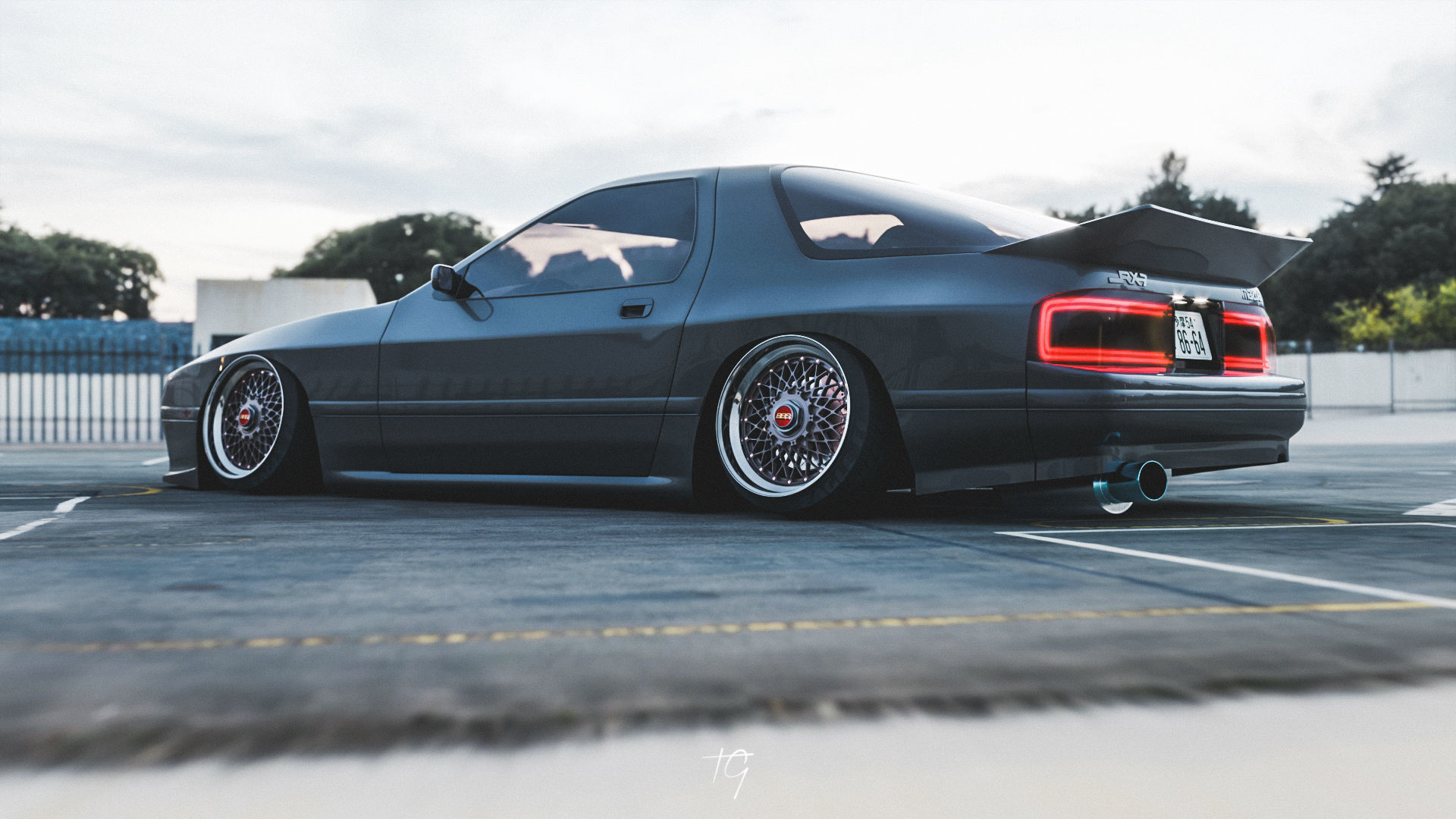 Stanced Mazda RX7 FC model 3D model_1