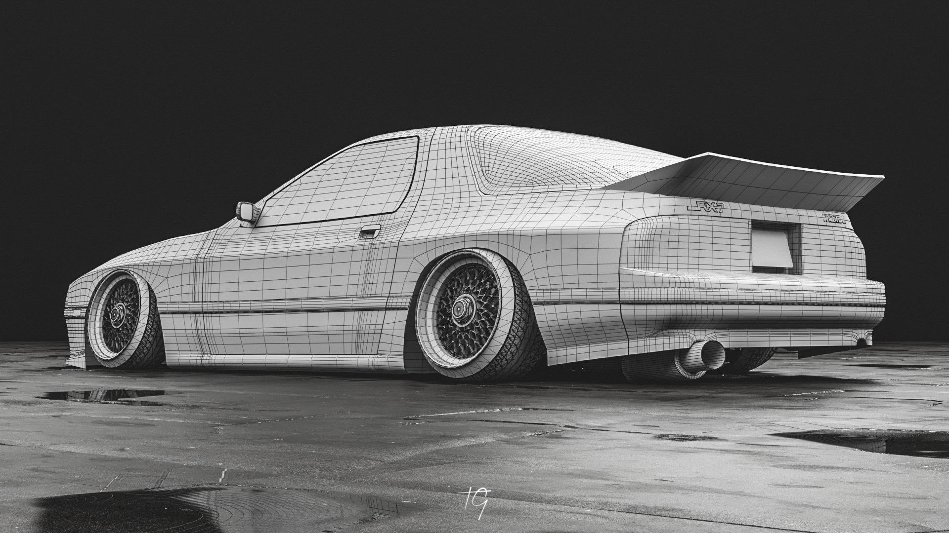 Stanced Mazda RX7 FC model 3D model_6
