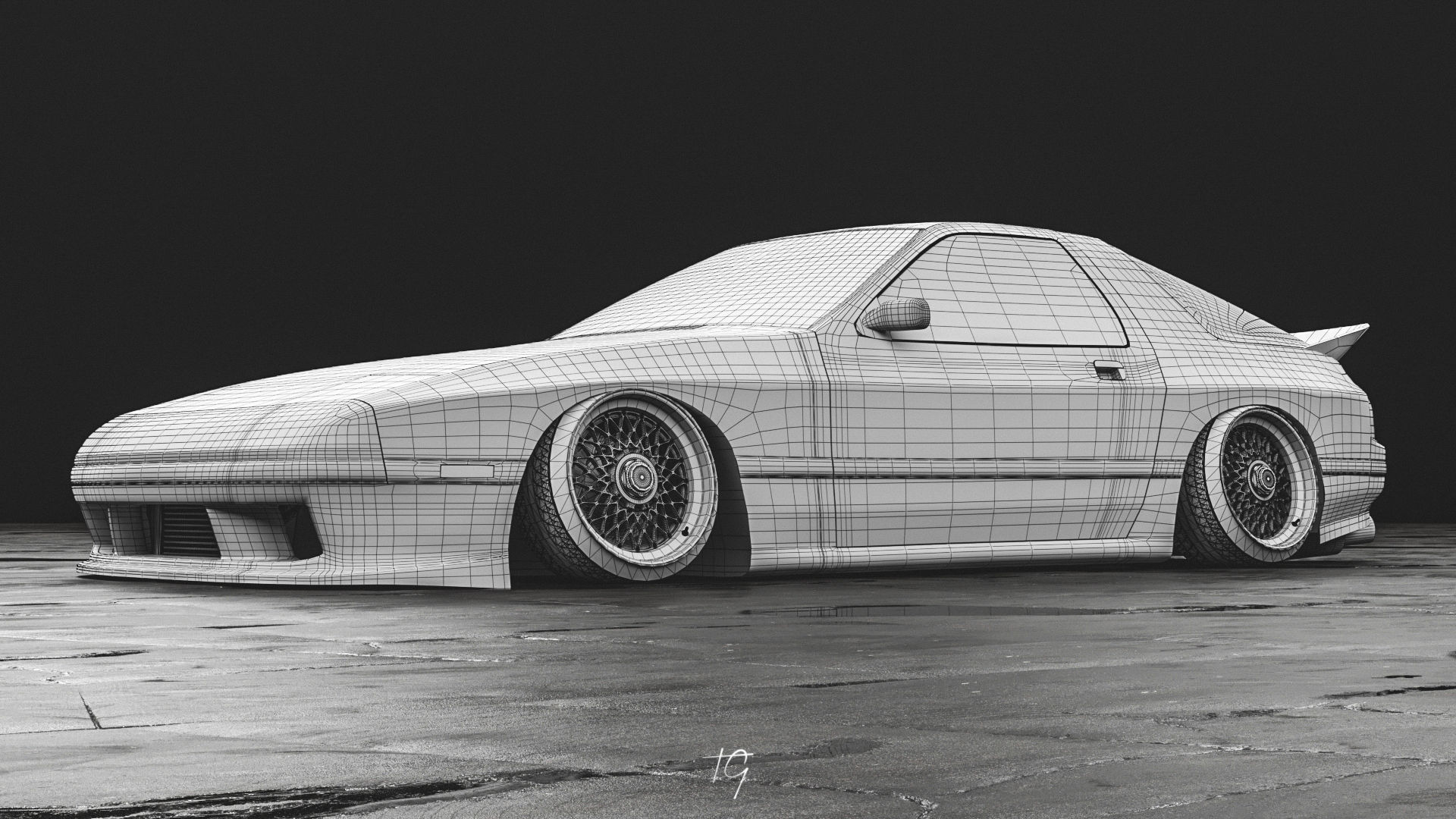 Stanced Mazda RX7 FC model 3D model_7