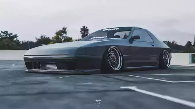 Stanced Mazda RX7 FC model 3D model