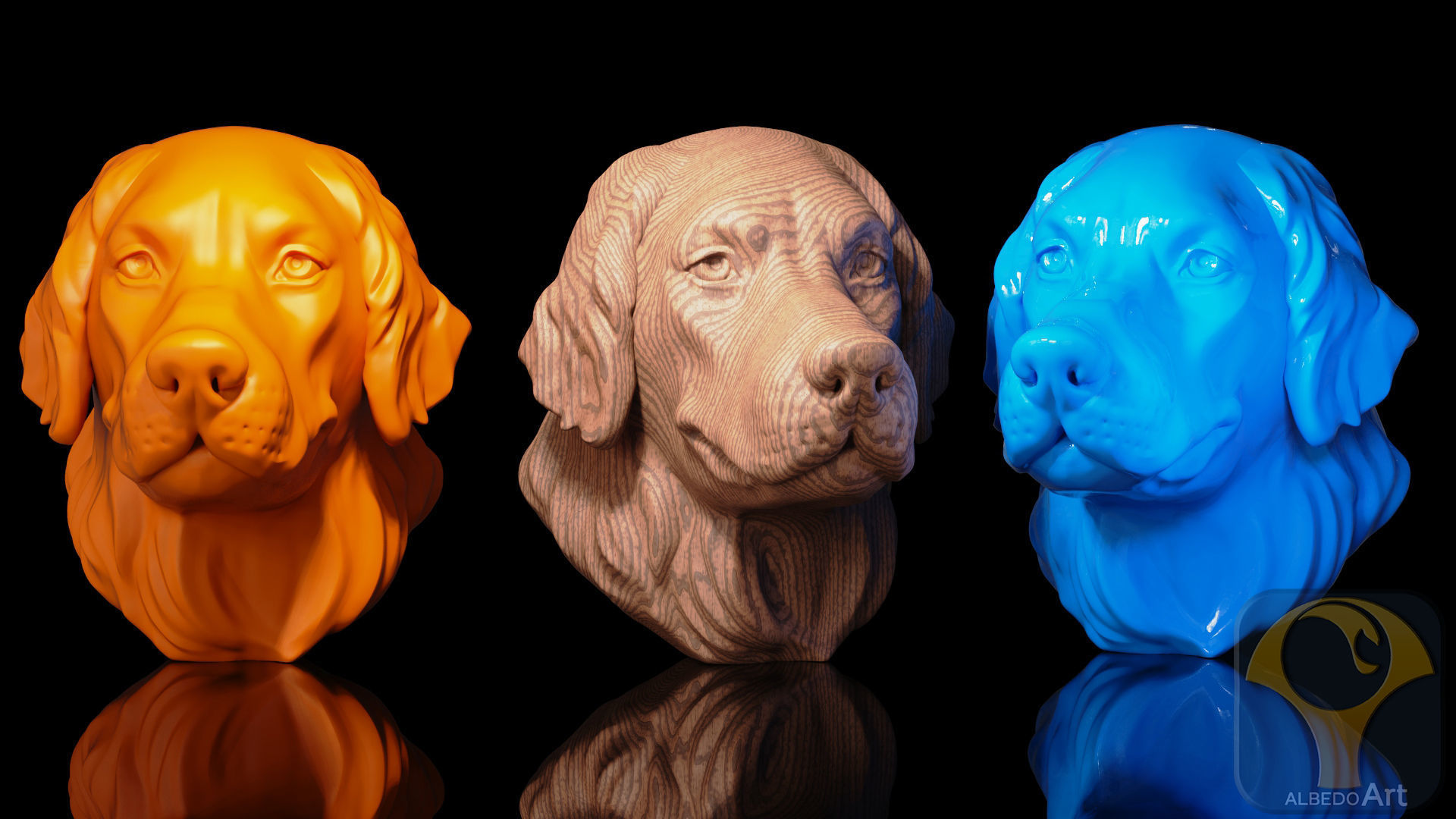 Golden retriever Head 3D print model_1