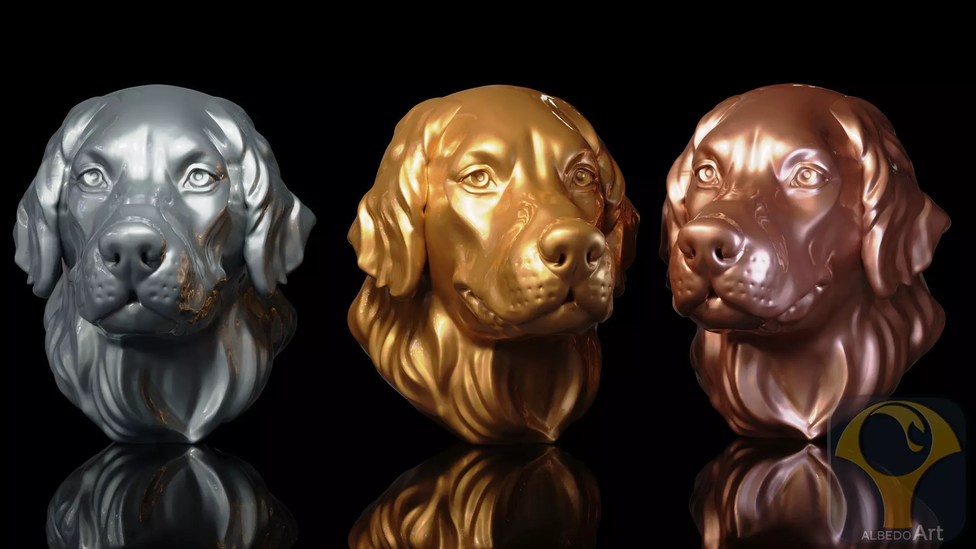 Golden retriever Head 3D print model_0