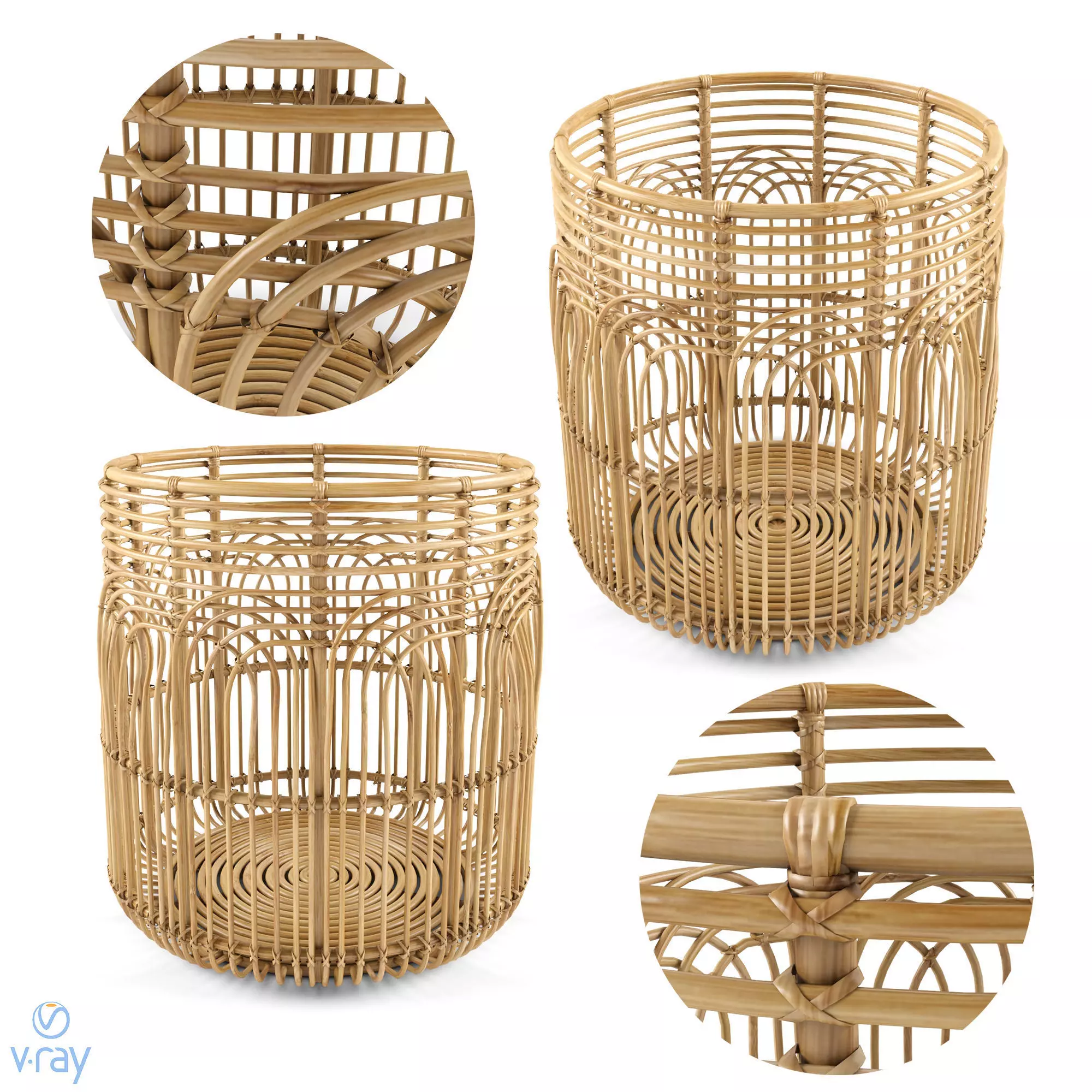 Large Naga Rattan Baskets 3D model_0