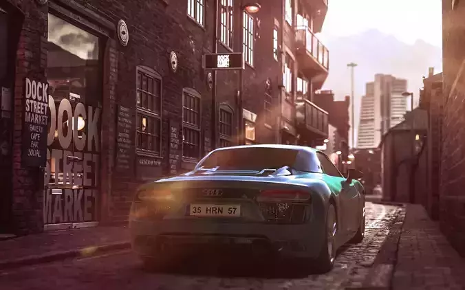 Audi R8 Spyder GameReady Low-poly 3D model