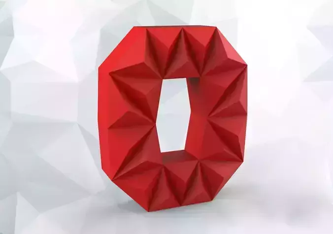 lowpoly digit 0 polygonal letter o 3D print model