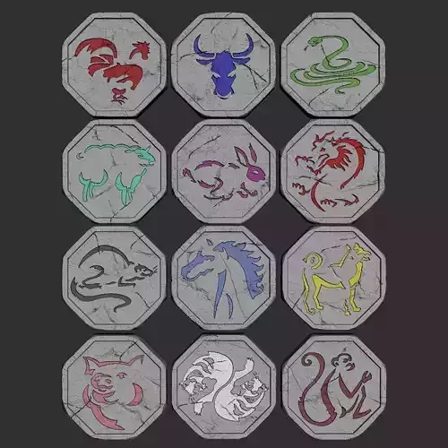 Jackie Chan Adventures - The 12 Chinese Zodiac Talismans 3D 3D print model