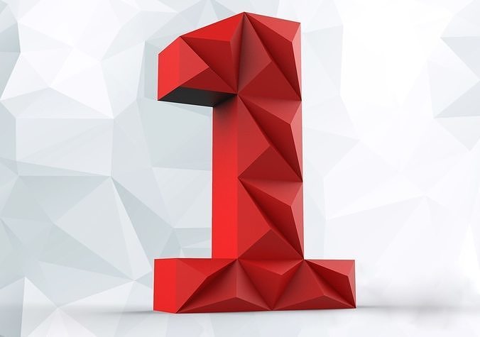 Lowpoly digit 1 number one 3D print model