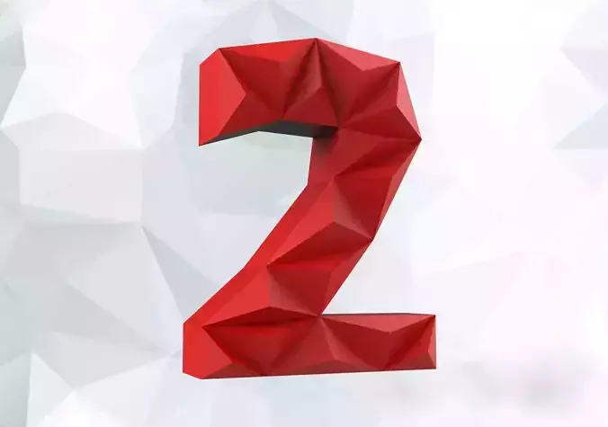 Lowpoly digit 2 number two