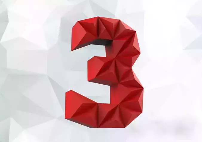Lowpoly digit 3 number three