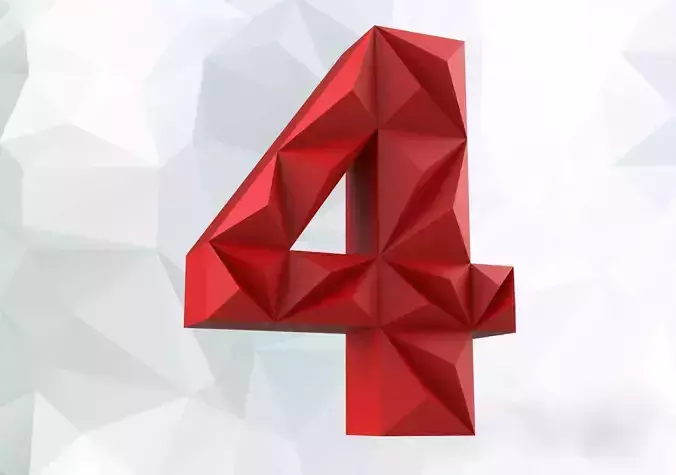 Lowpoly digit 4 number