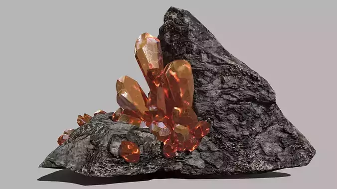 Crystal Set rock with orange crystals